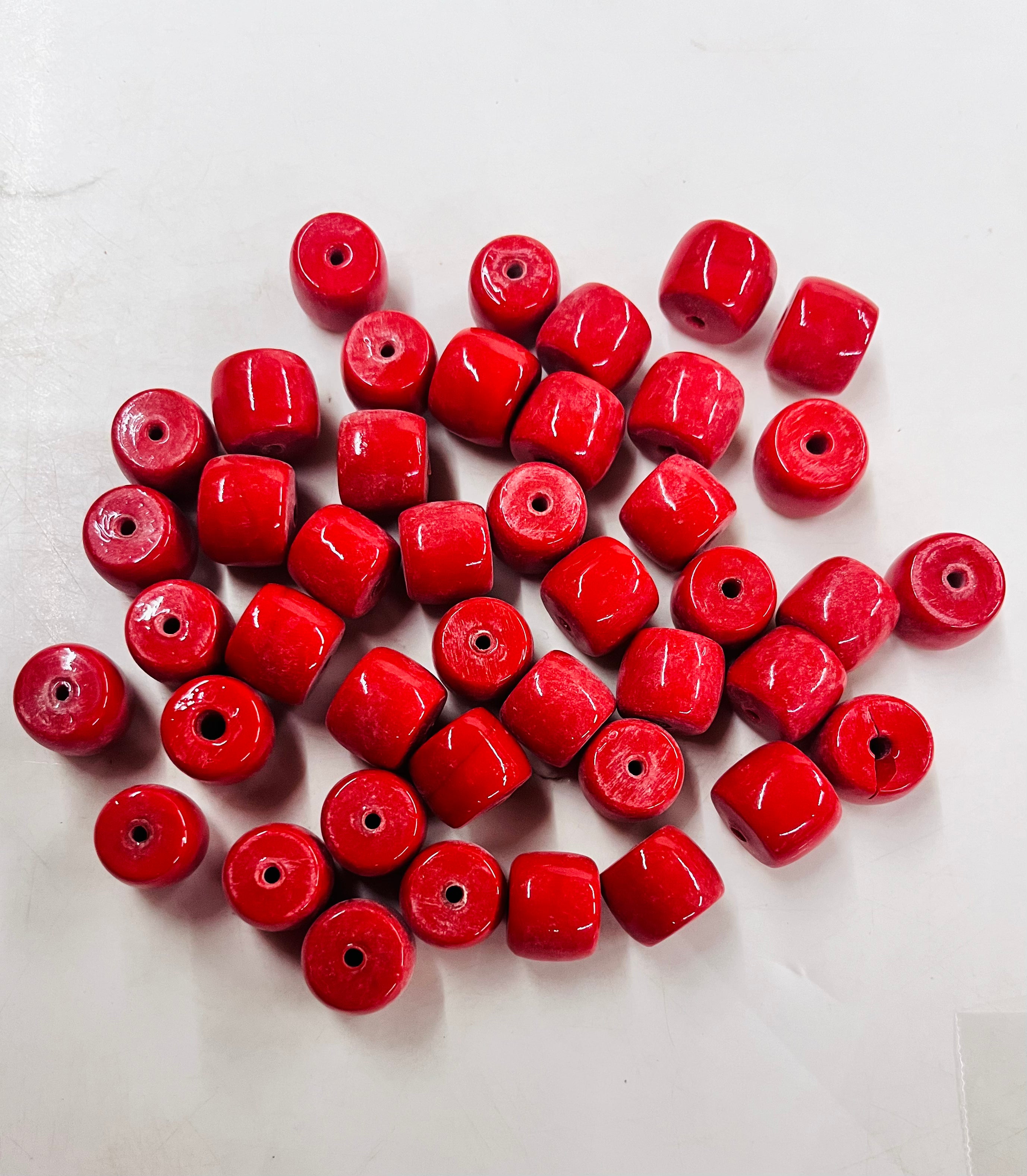 Coral drum glass beads Red 10mm-100g pack