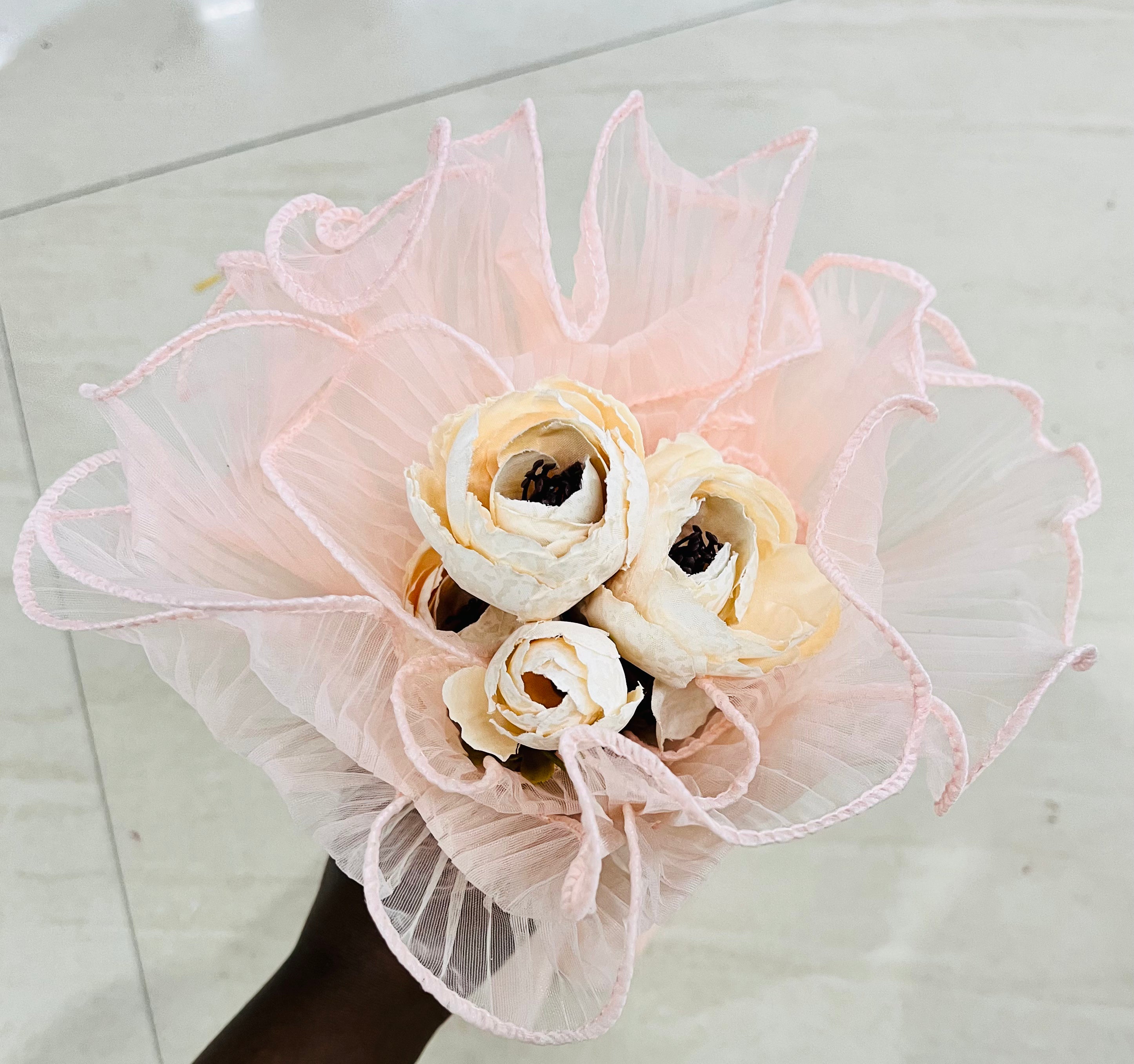 BOUQUET WARPING MASH -BWMSH White &Light orange 1piece pack