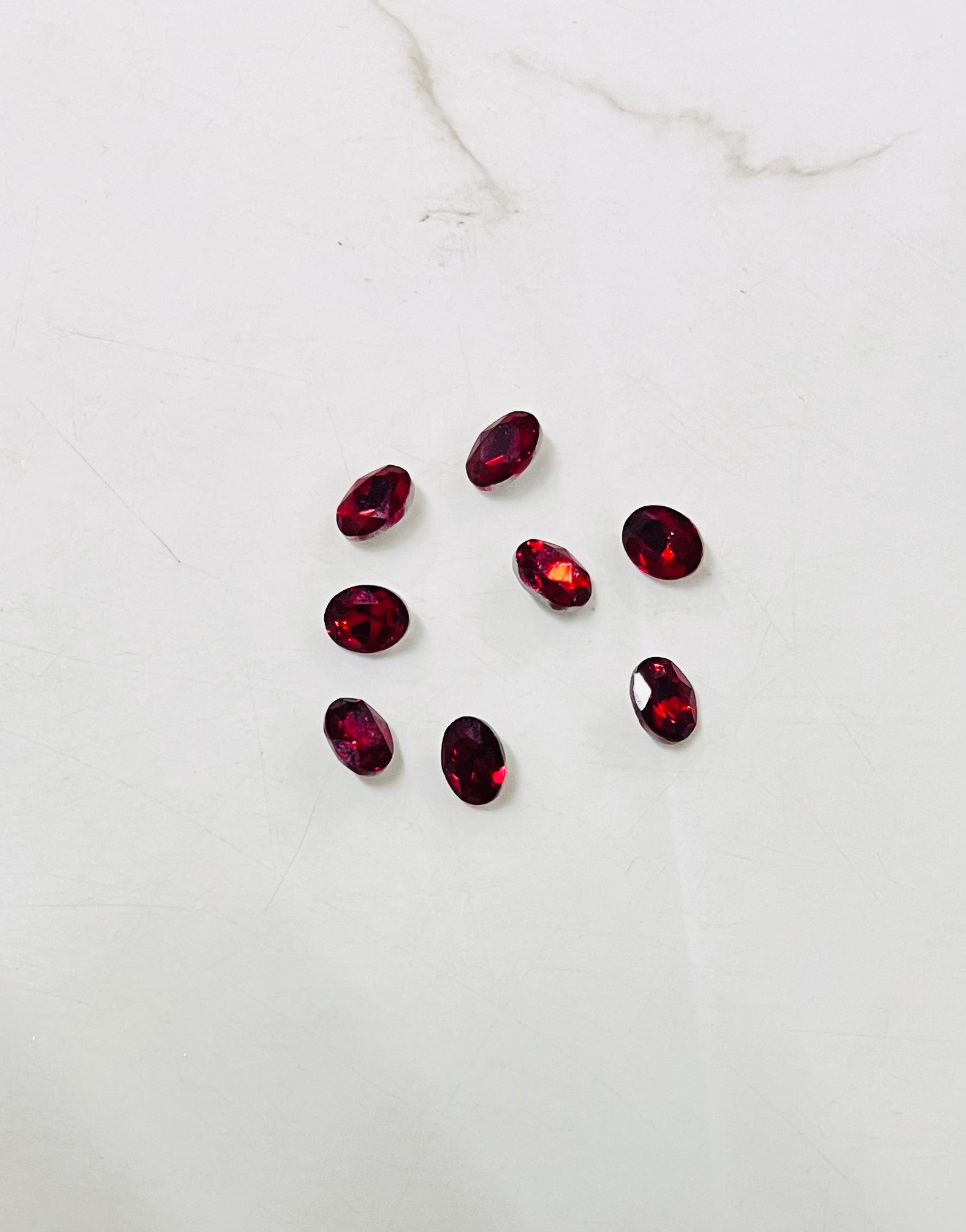 8x6 AD oval red  stone Tanjore Painting American diamond Kundan stones-8 stones in a pack