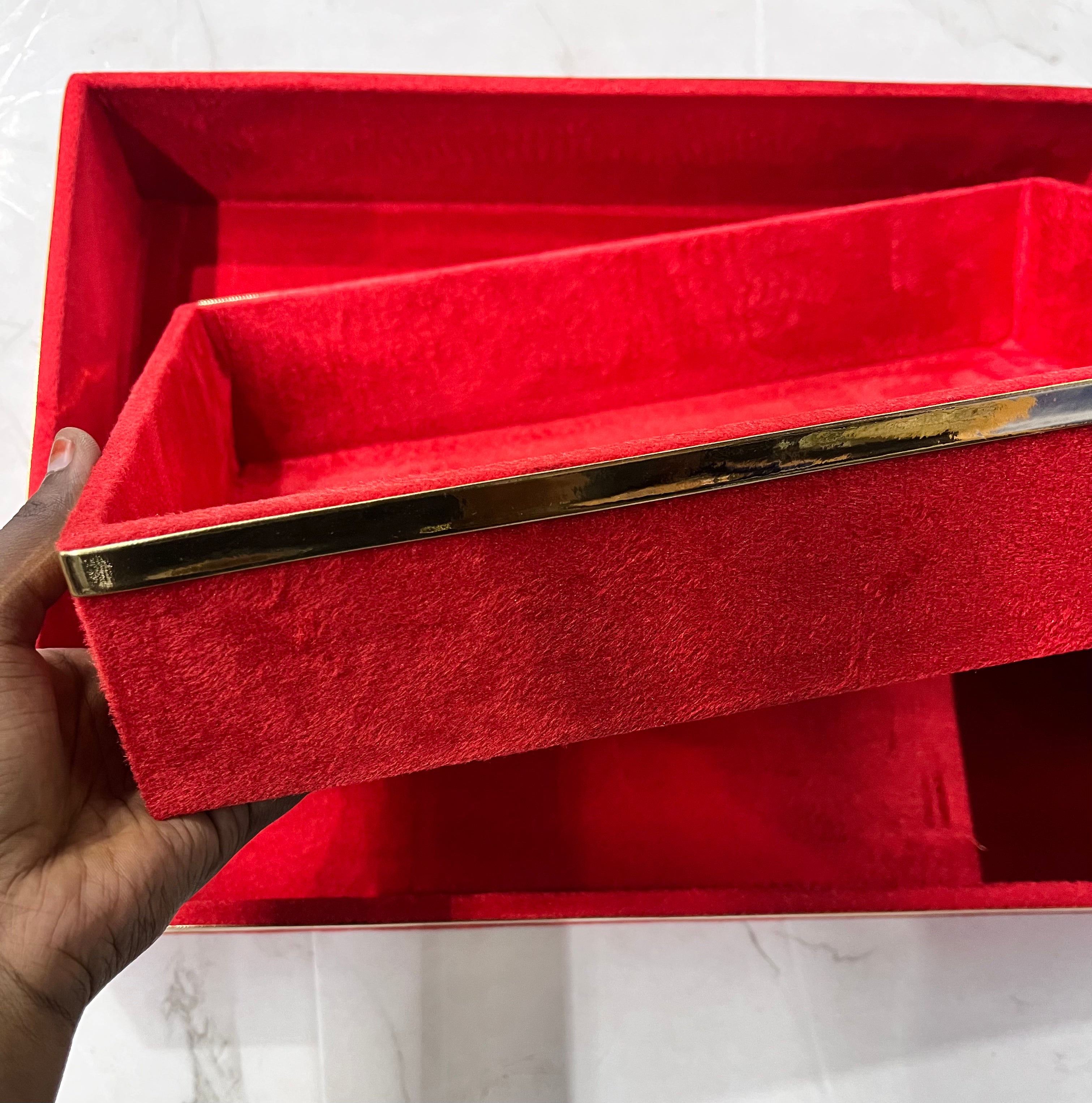 Luxury red rectangle tray 2pc set-12x16 &13x9 size 1pack