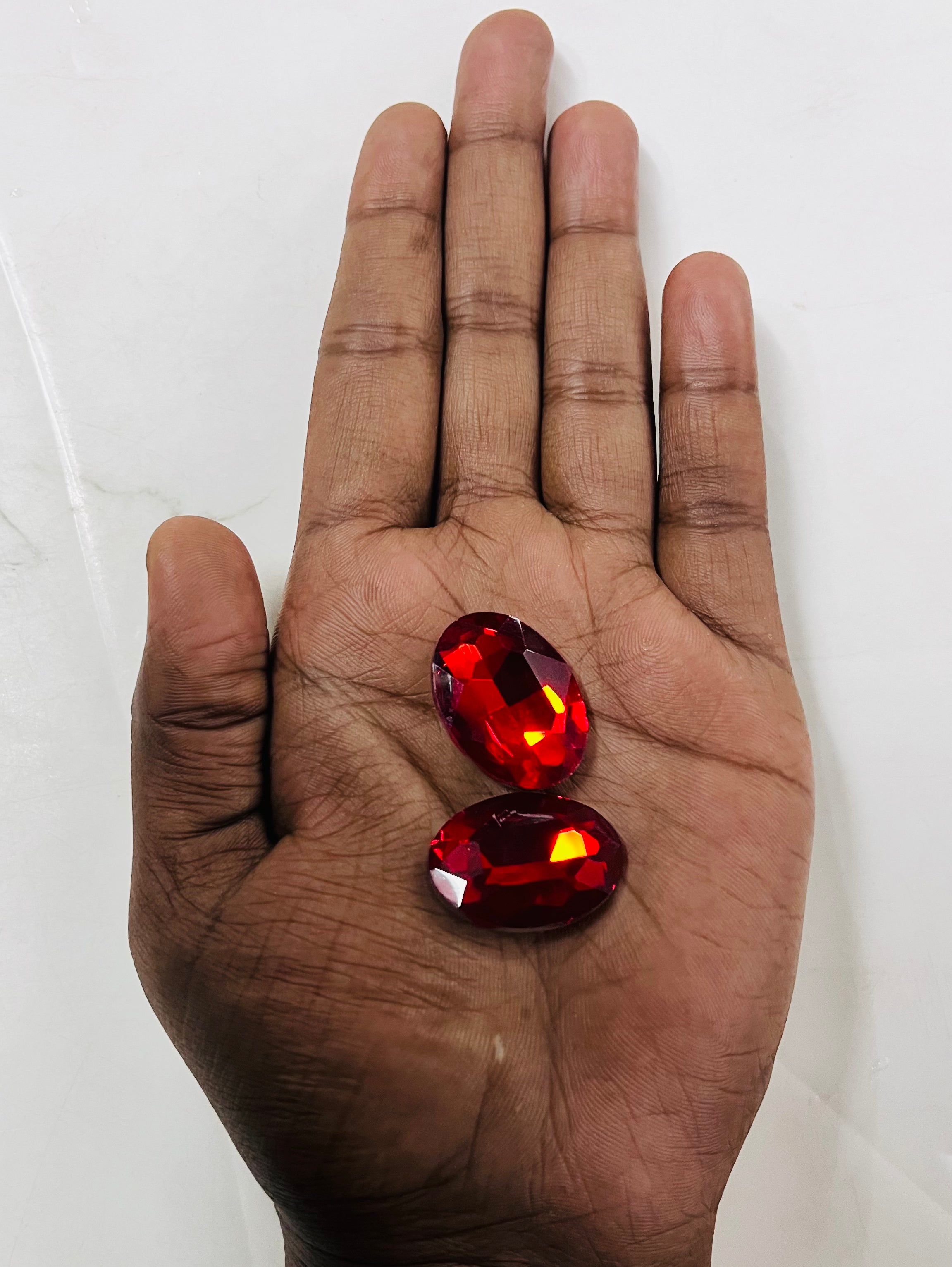 18x24 AD oval Red stone Tanjore Painting American diamond Kundan stones-2 stones in a pack