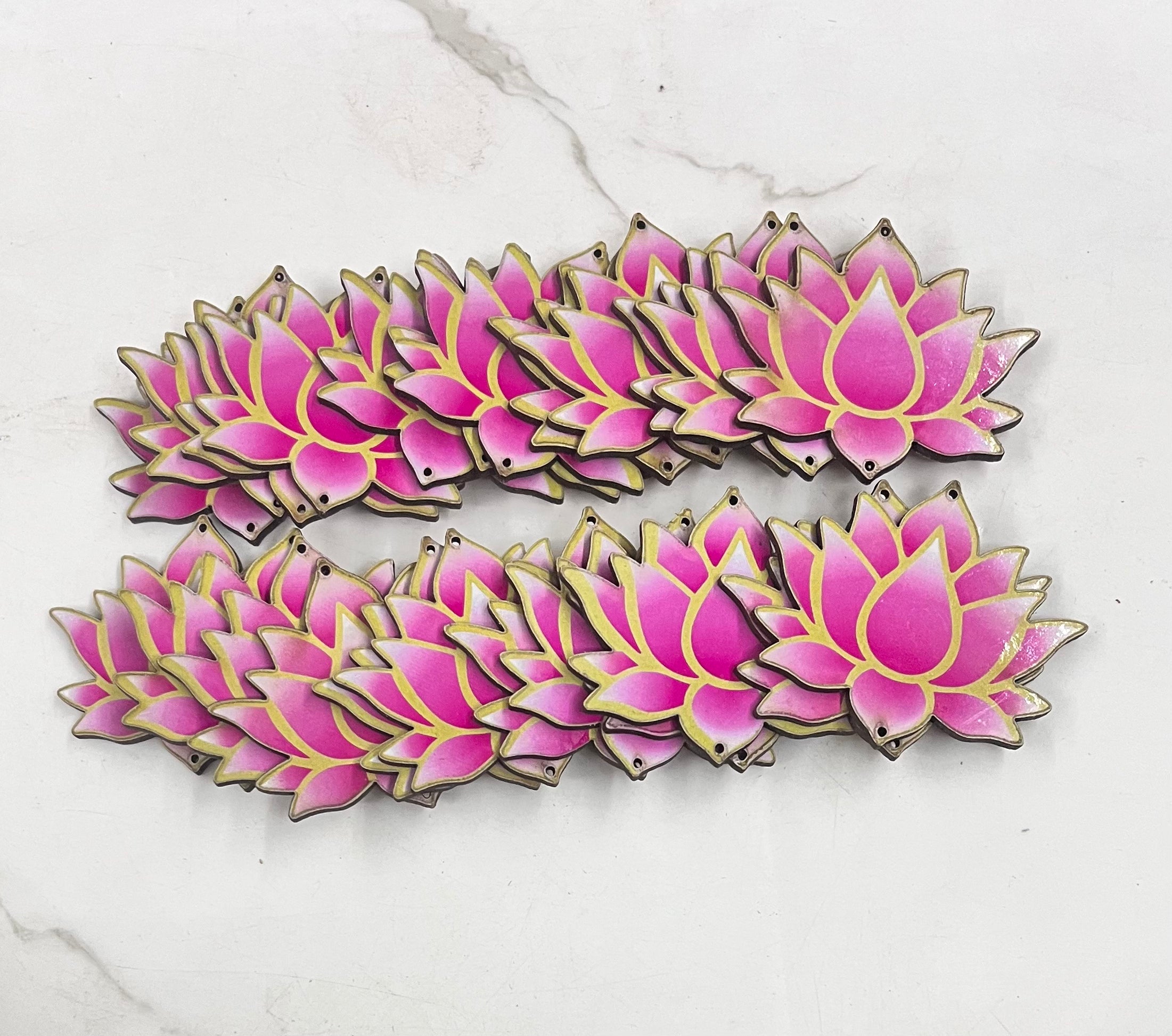 Lotus wooden cutout with hole 1.5inch 25piece pack