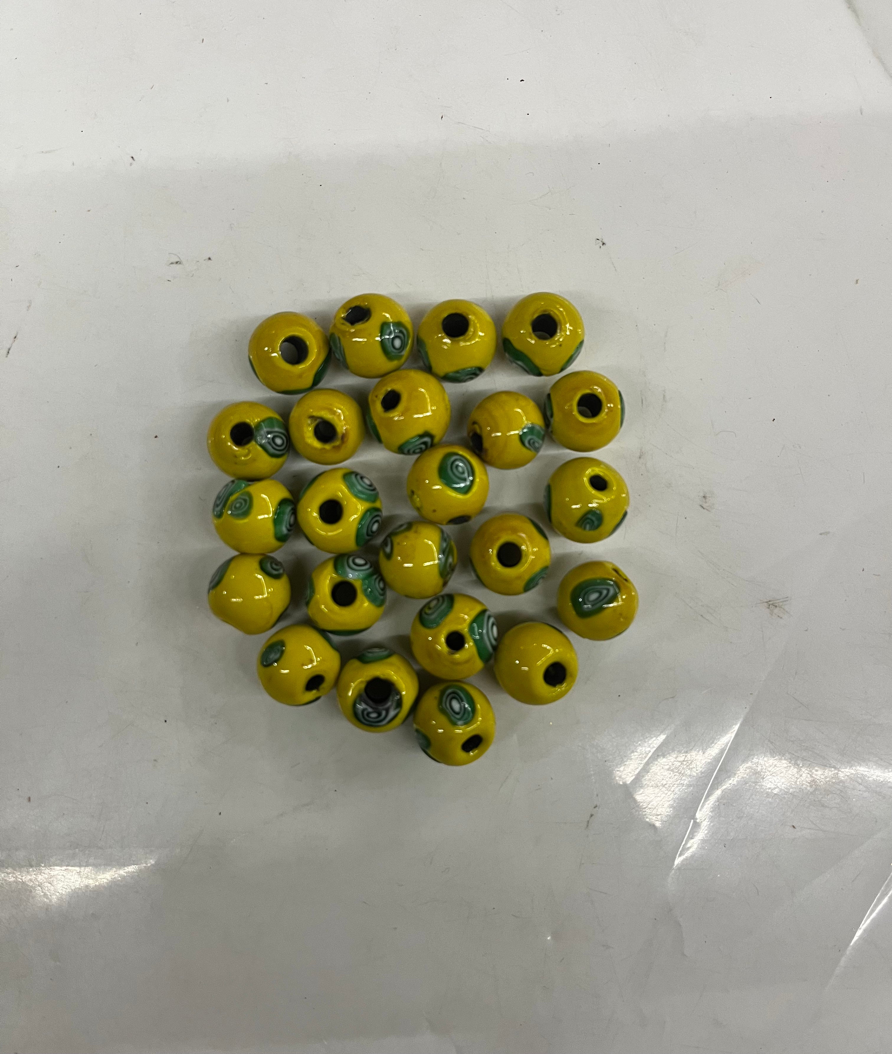 Round ball Glass beads yellow -10mm 50g pack