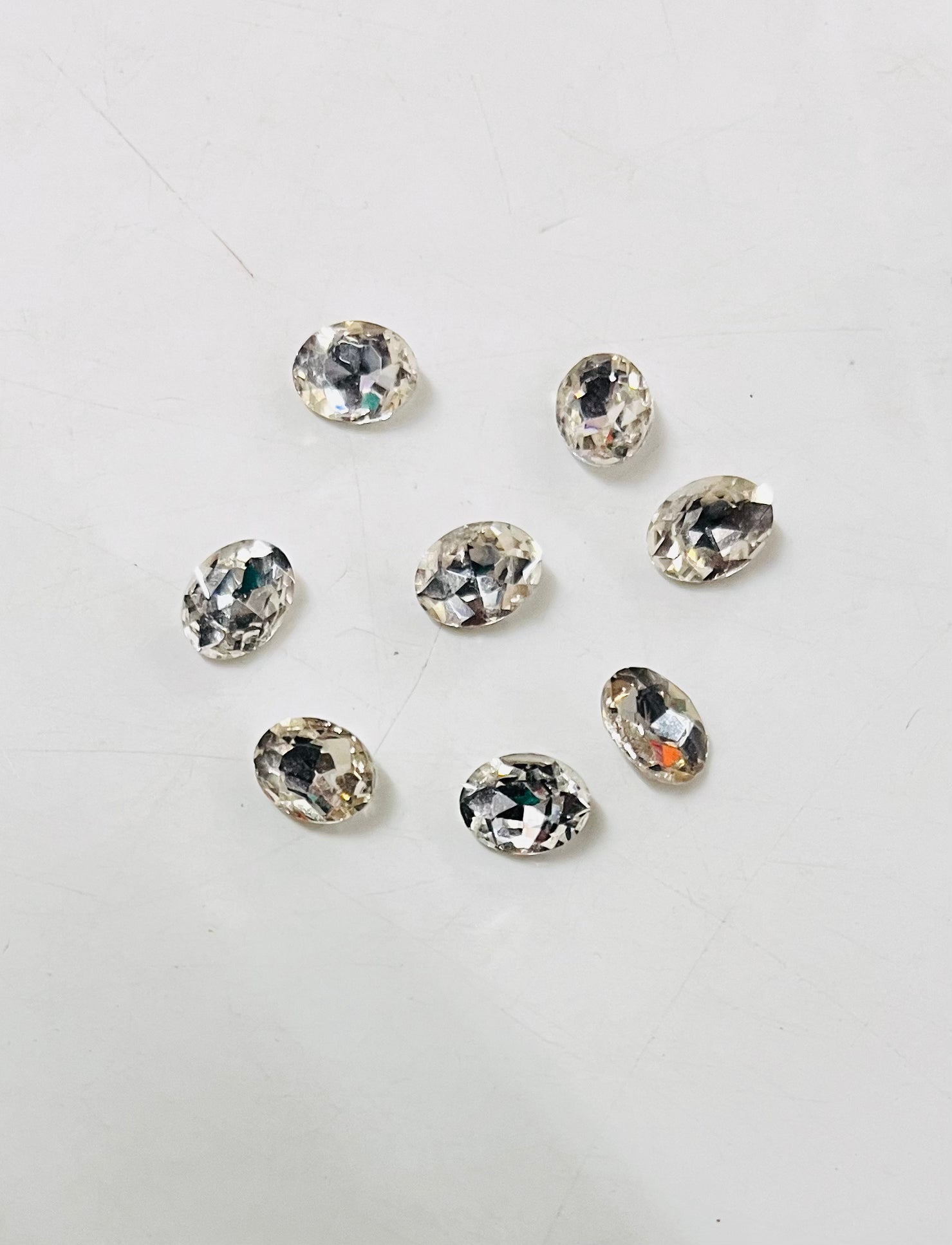 8x6 AD oval white stone Tanjore Painting American diamond Kundan stones-8 stones in a pack