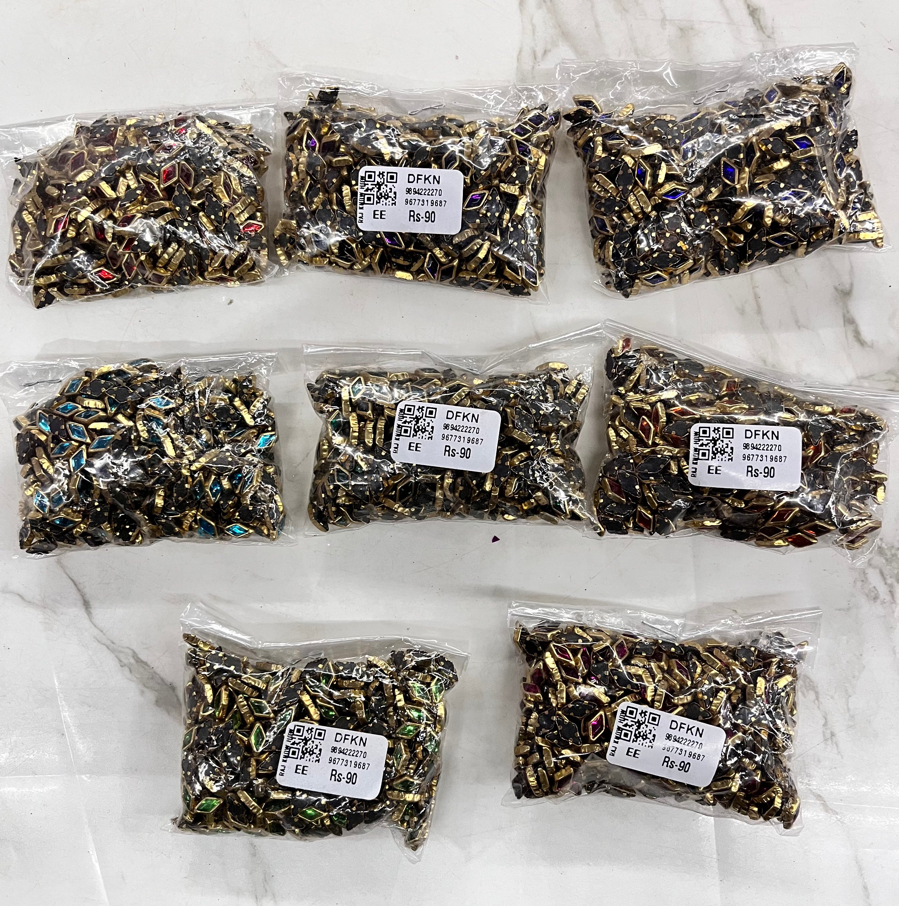 Diamond frame kundan stone 4mm 50g-1pack difference colours available -DFKN