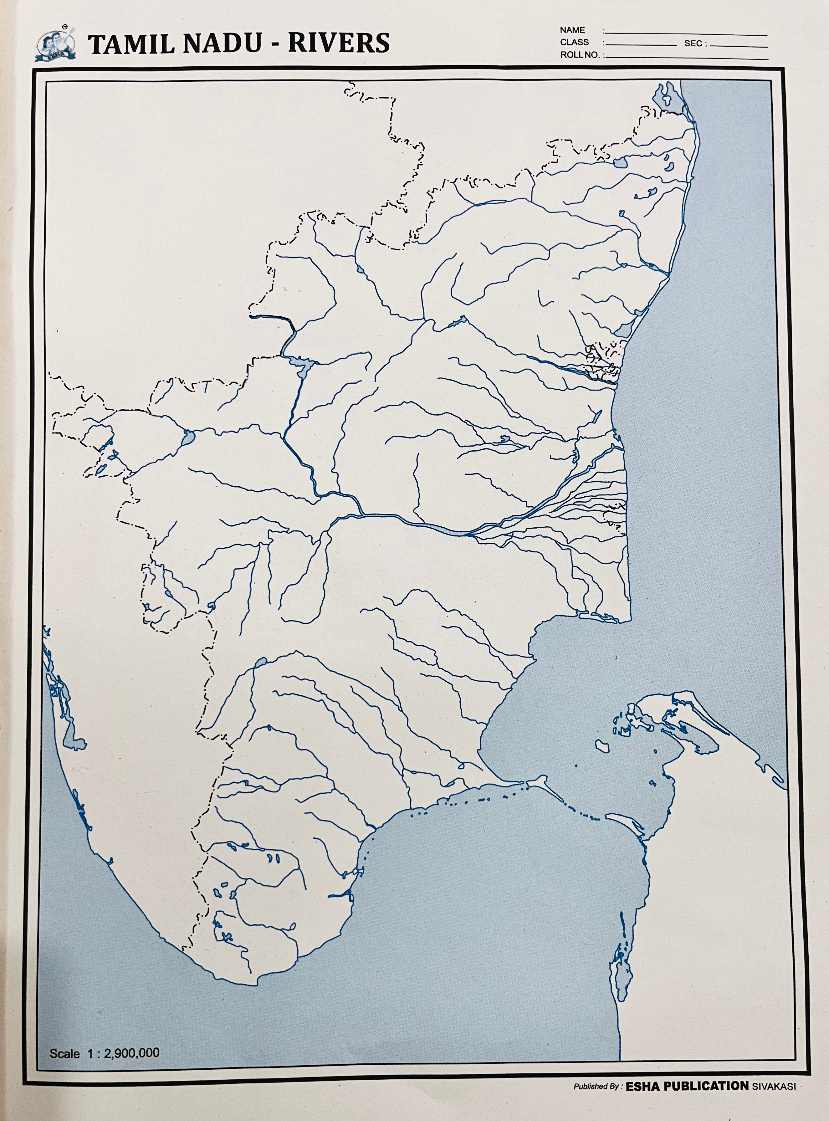 Maps for practice-world,India,Tamilnadu outline,political and rivers (each 1 map)-1pack