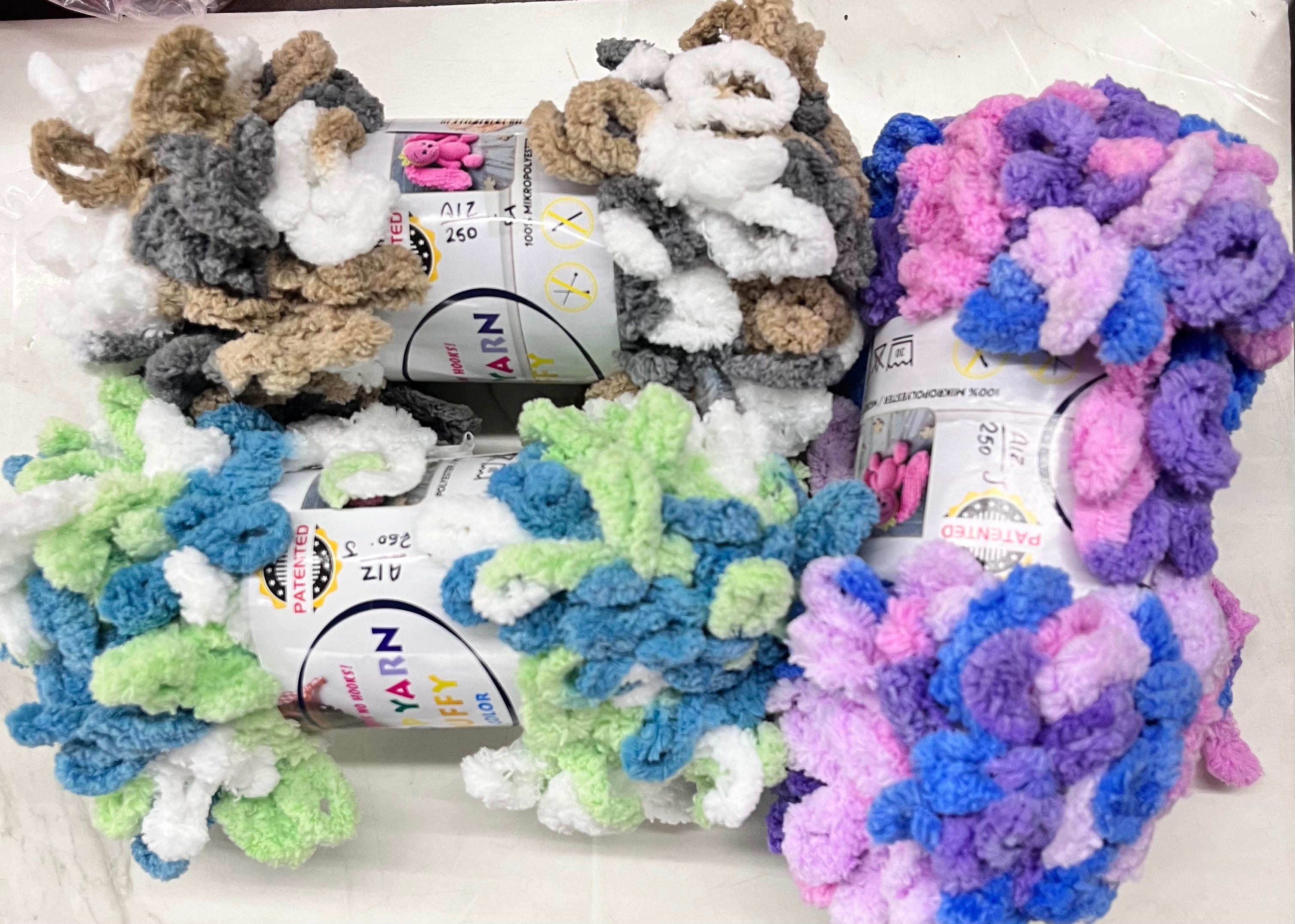 Fun finger loops puffy fluffy yarn multicolours  -9m 100g -1piece