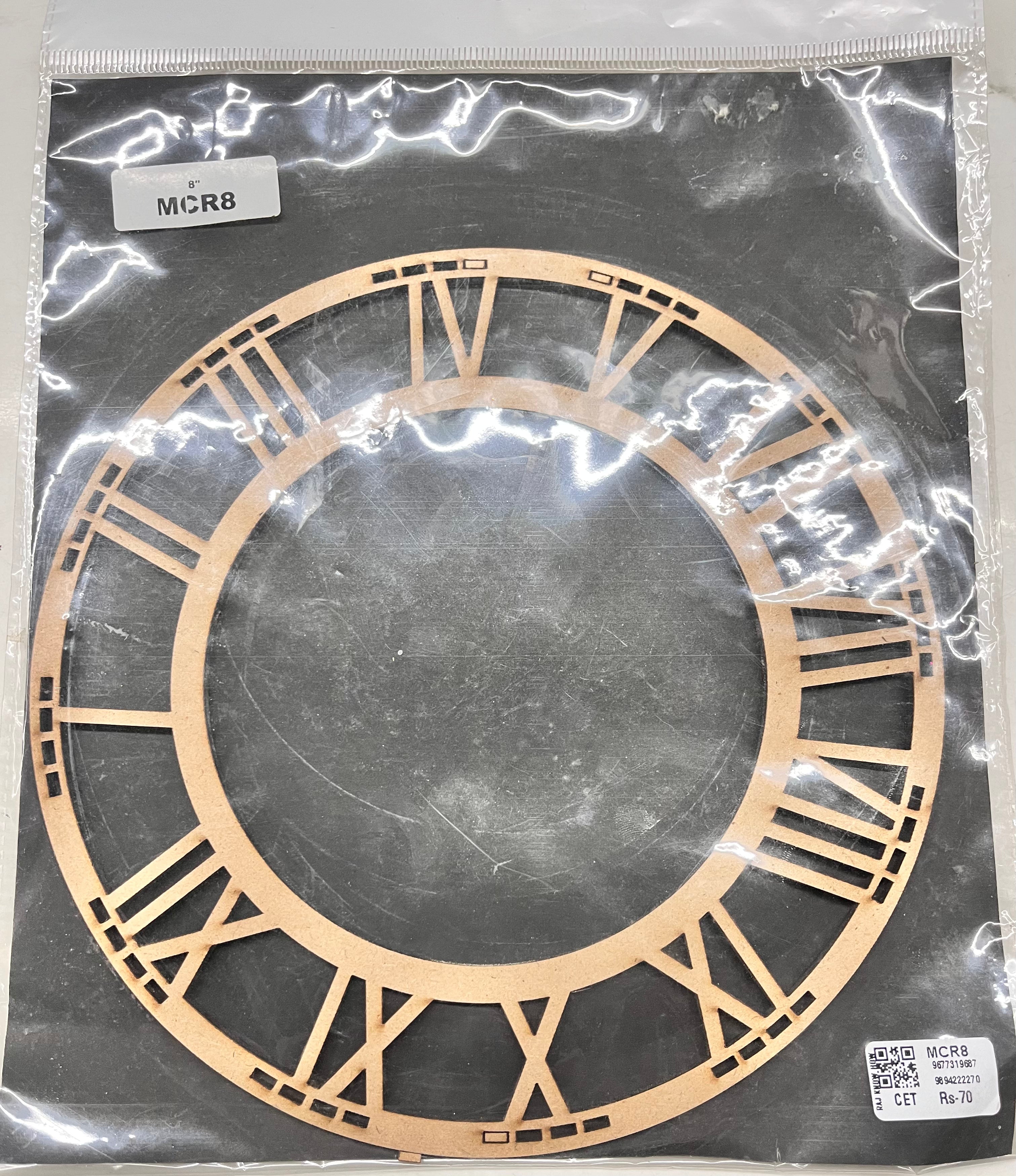 Wooden mdf clock roman 8inch-1piece