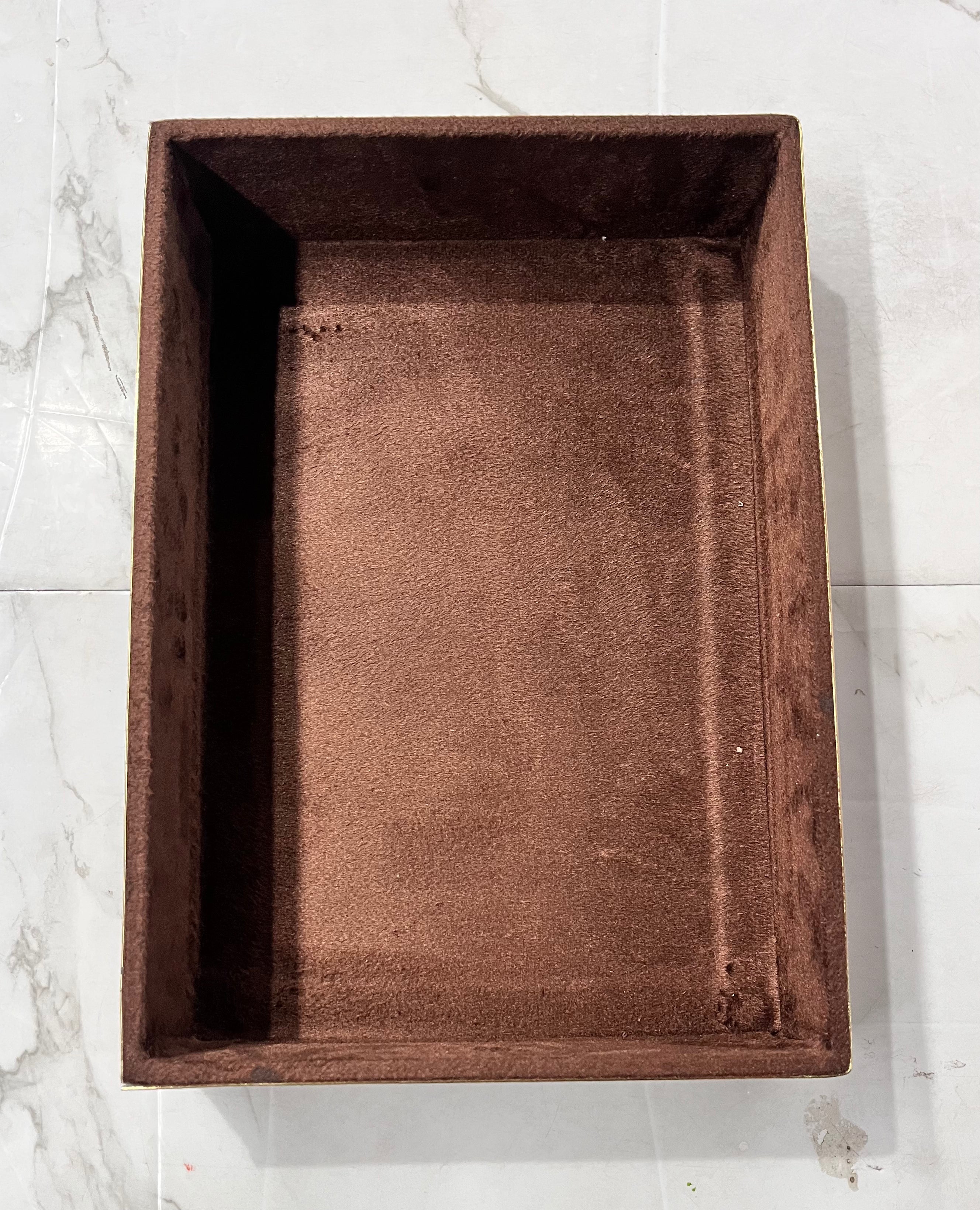 Luxury brown velvet rectangle tray 2pc set-12x16 &13x9 size 1pack