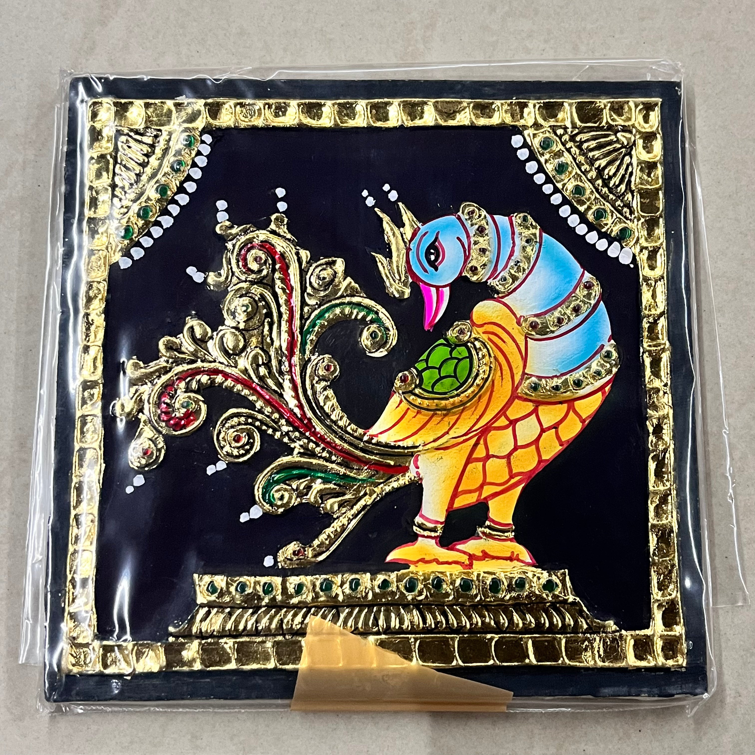 Peacock Tanjore painting 6x6 assorted 1pack 15days delivery form payment date