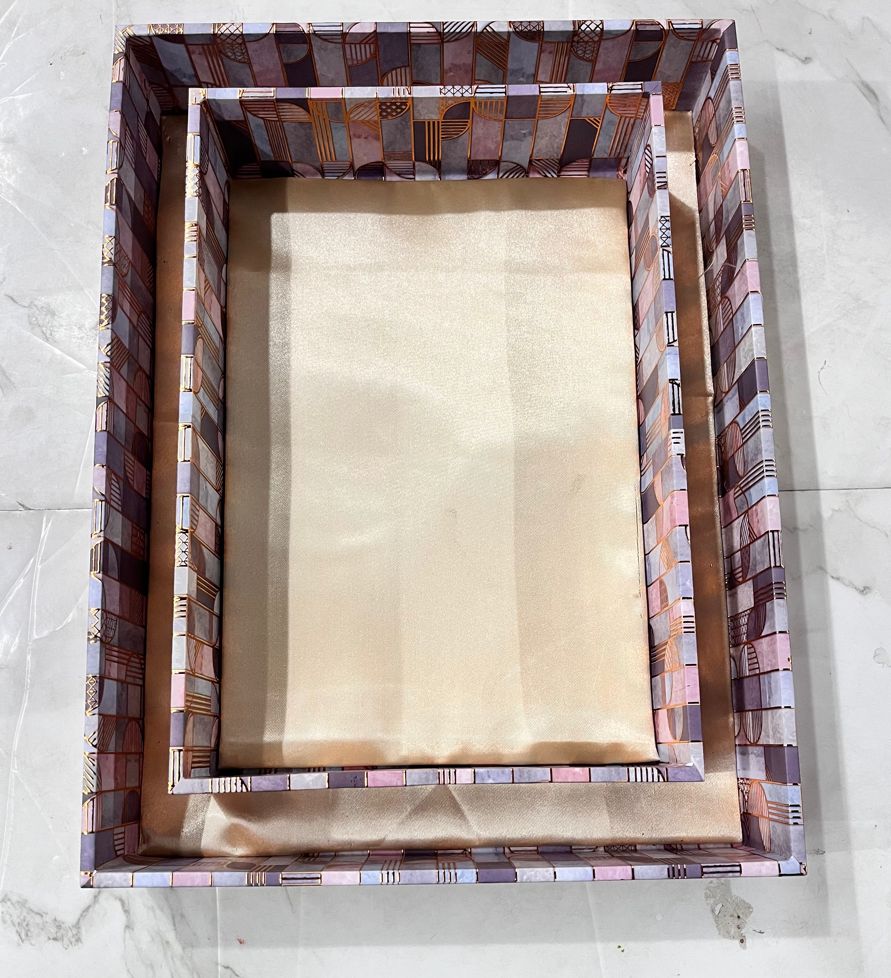 Luxury printed rectangle tray 2pc set-12x16 &13x9 size 1pack