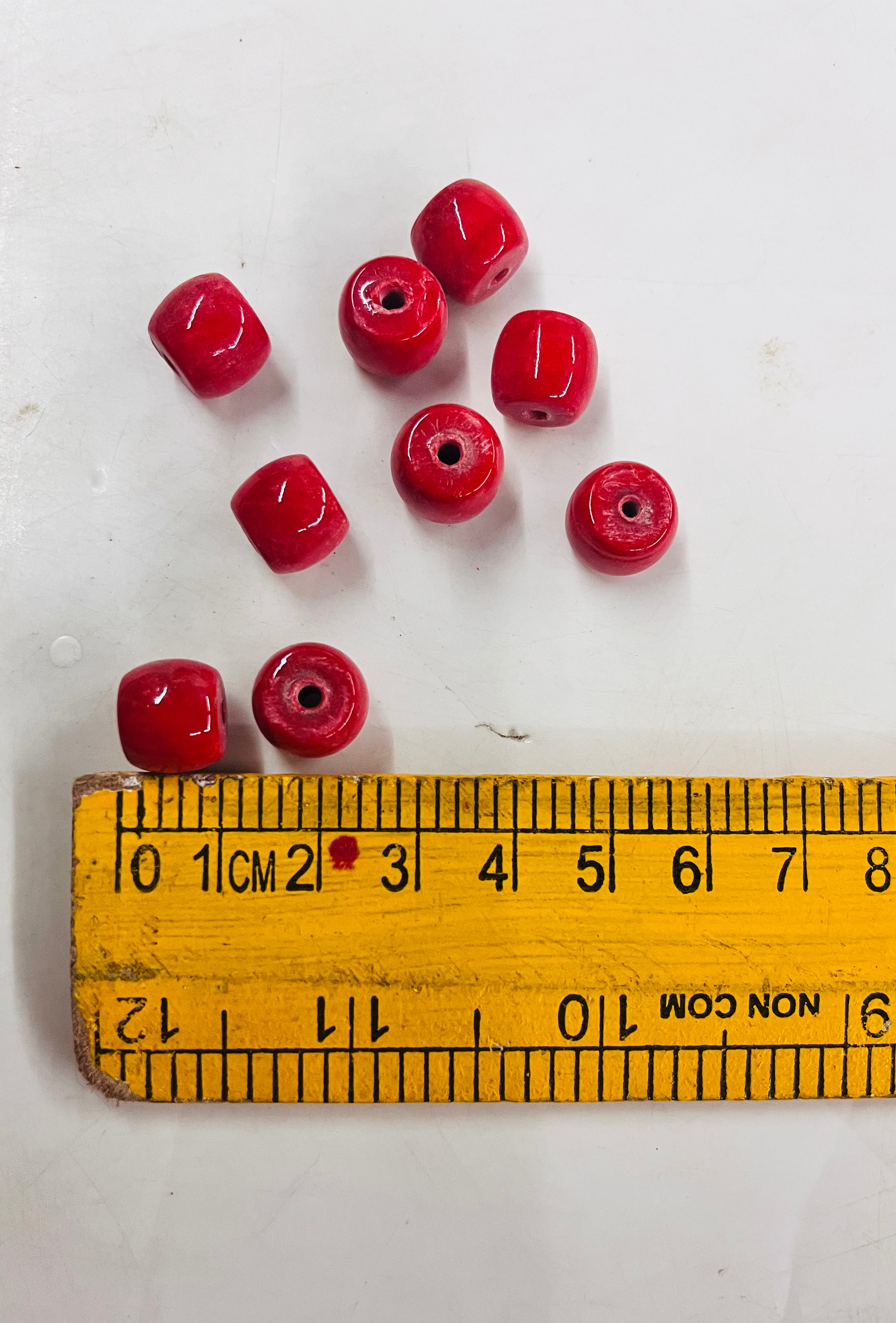 Coral drum glass beads Red 8mm -100g pack