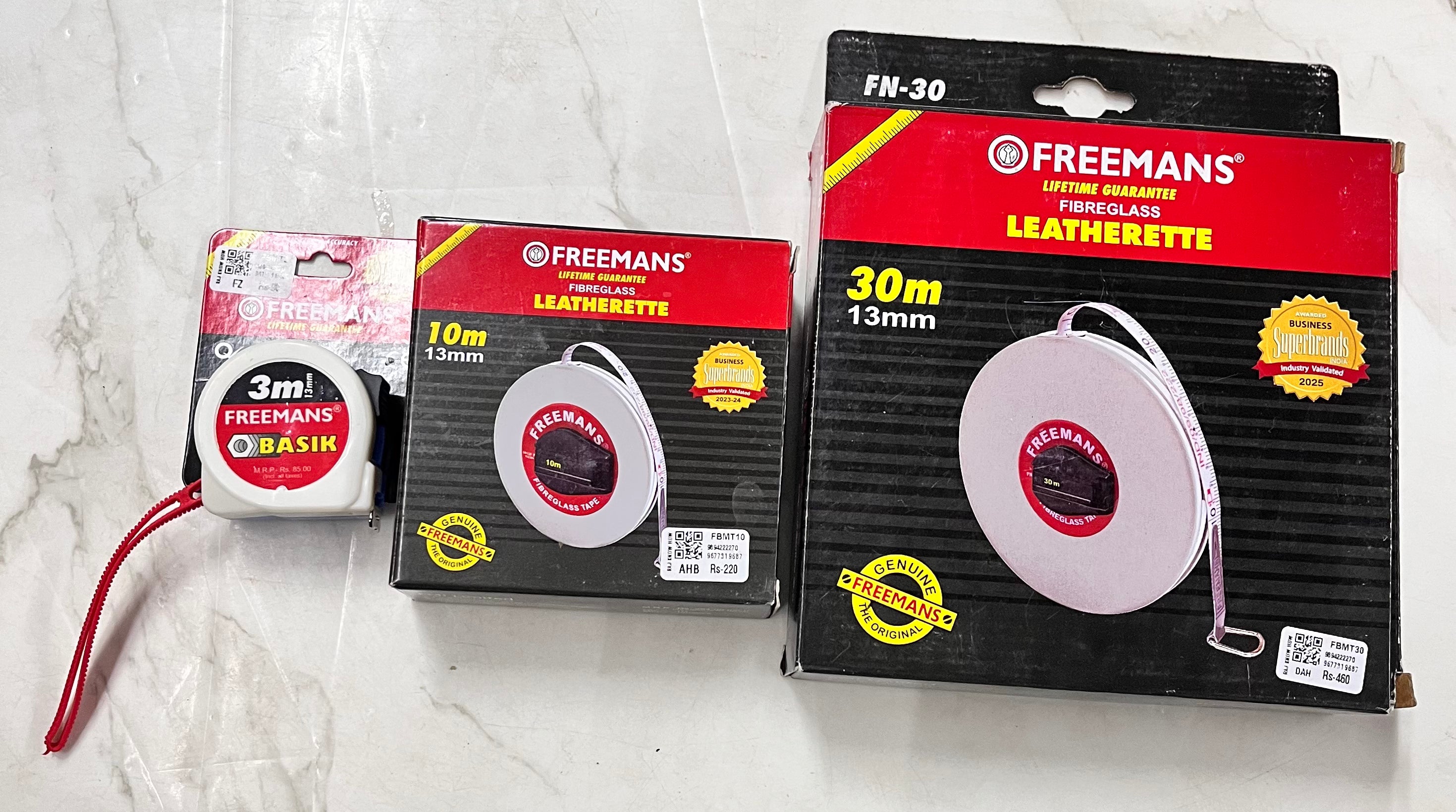 Freemans basic measuring tape different sizes in a 1pack