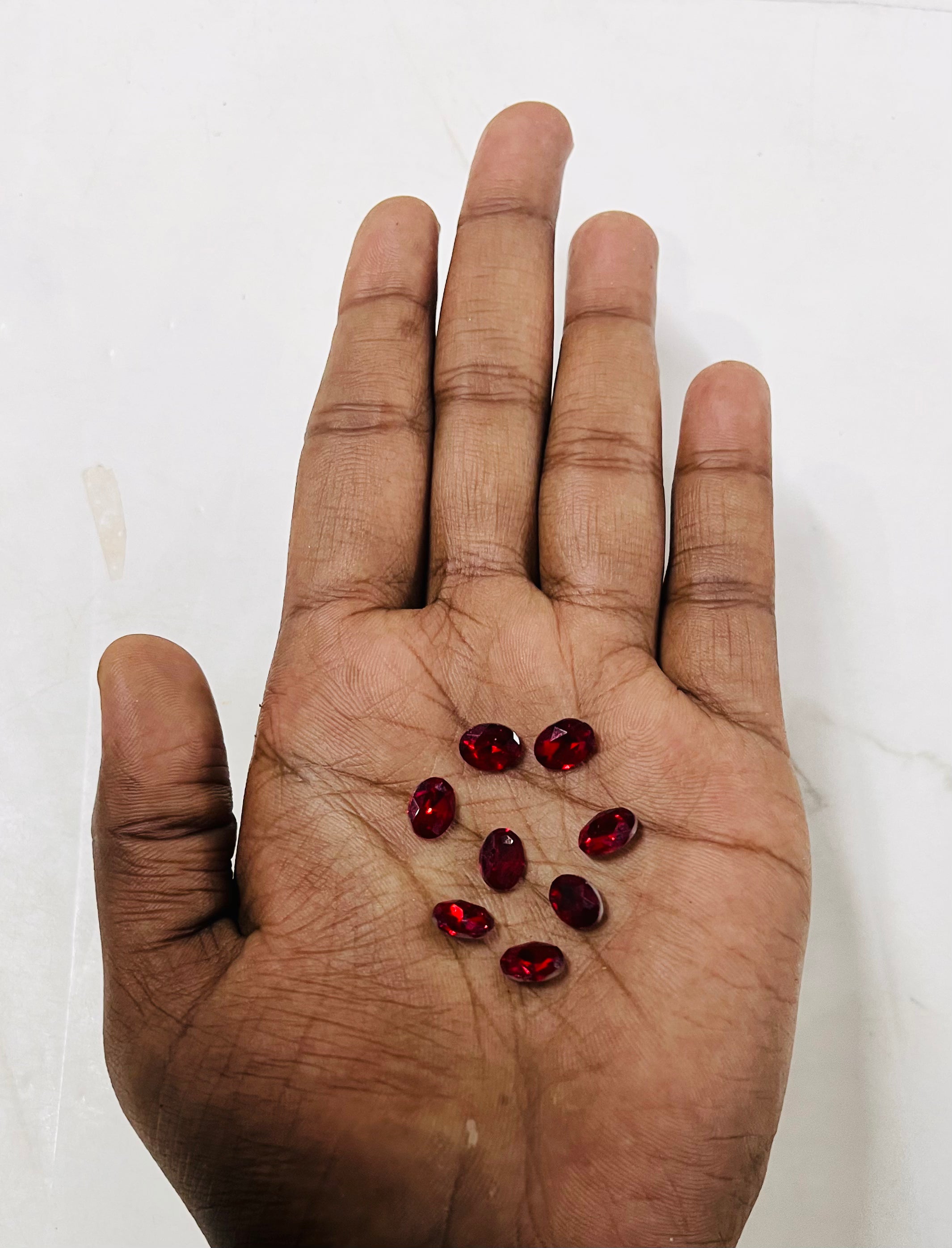8x6 AD oval red  stone Tanjore Painting American diamond Kundan stones-8 stones in a pack