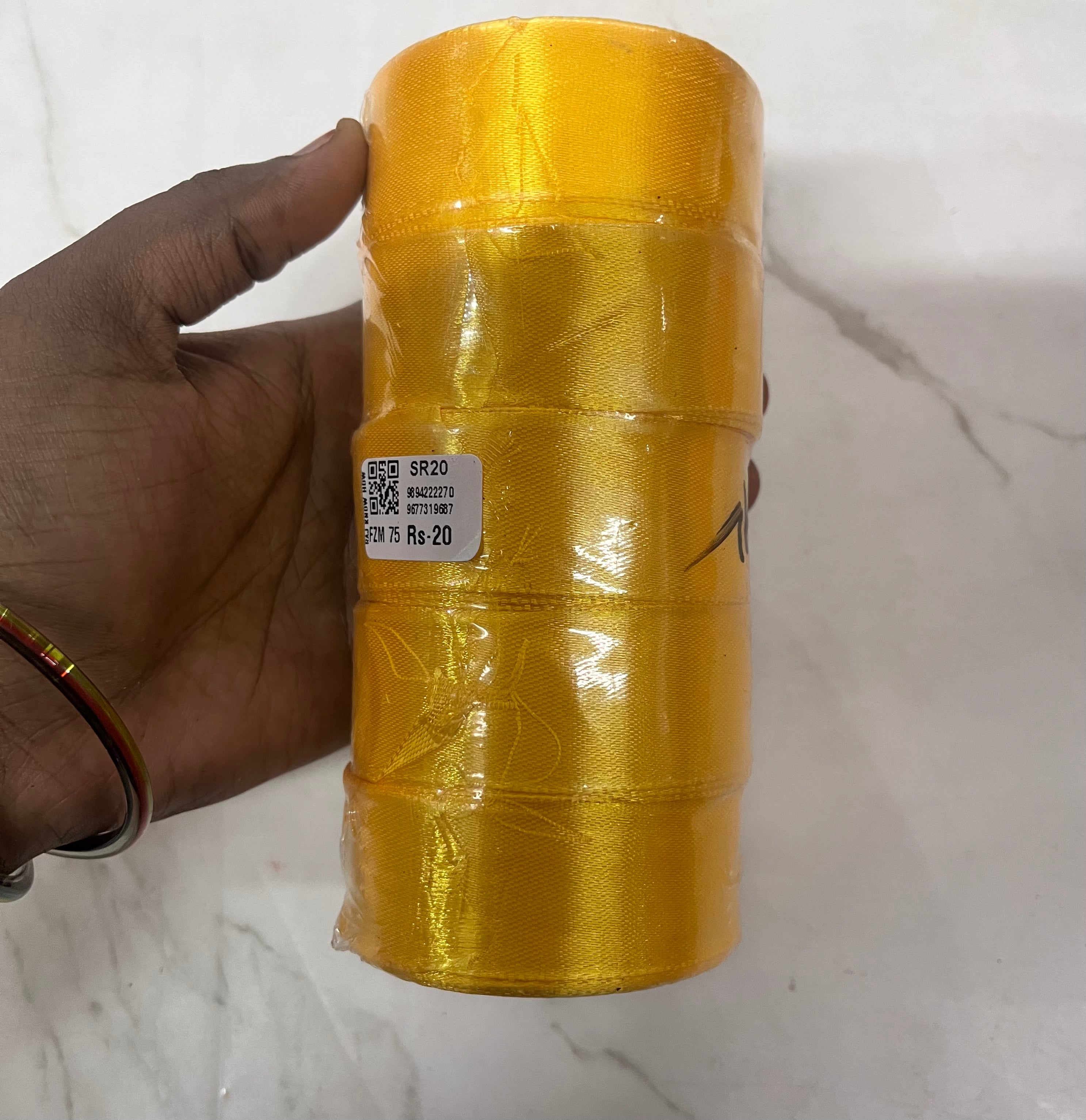 Satin ribbon-yellow1 inch