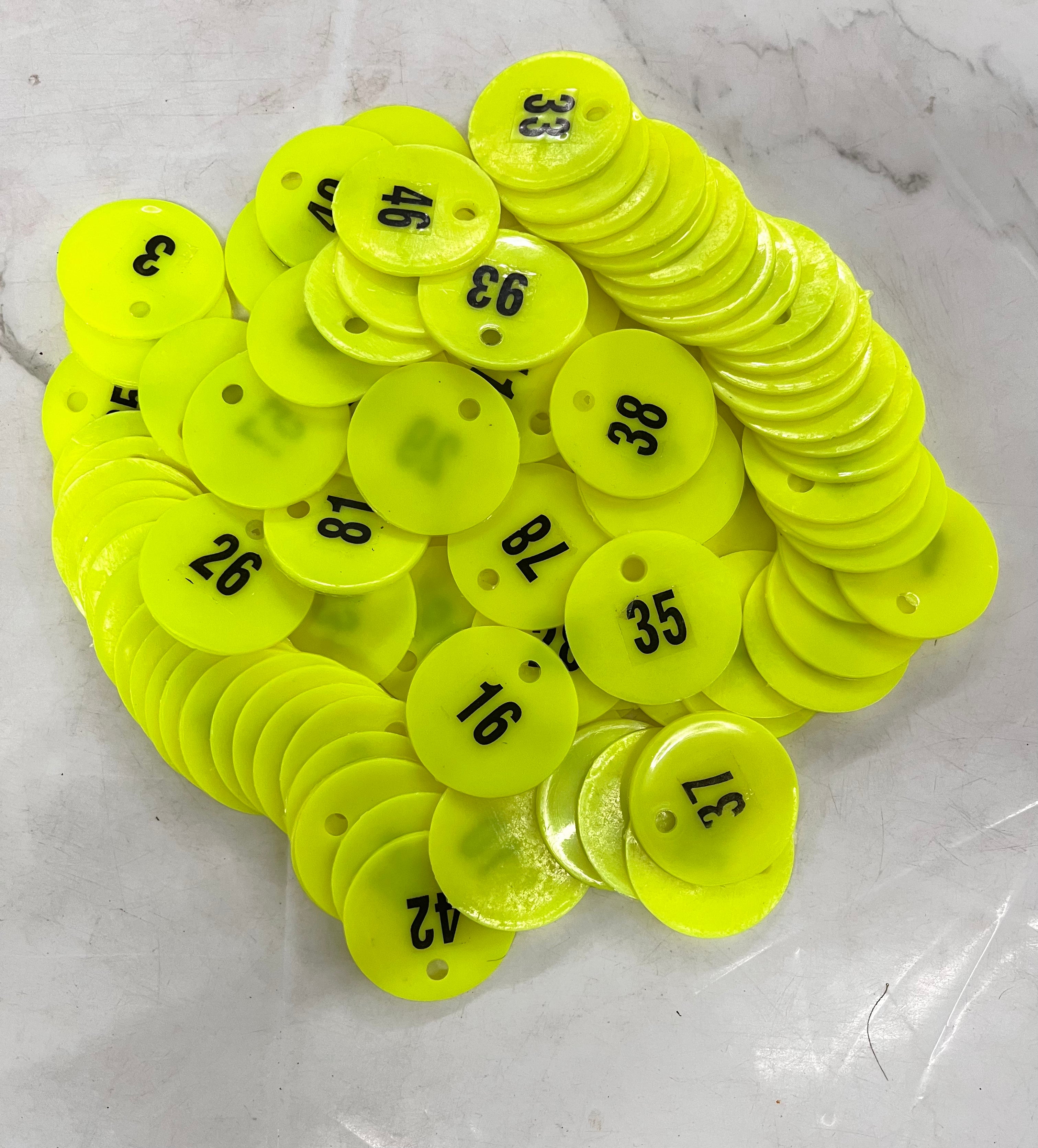 Plastic Token with hole 1-100 token -1pack