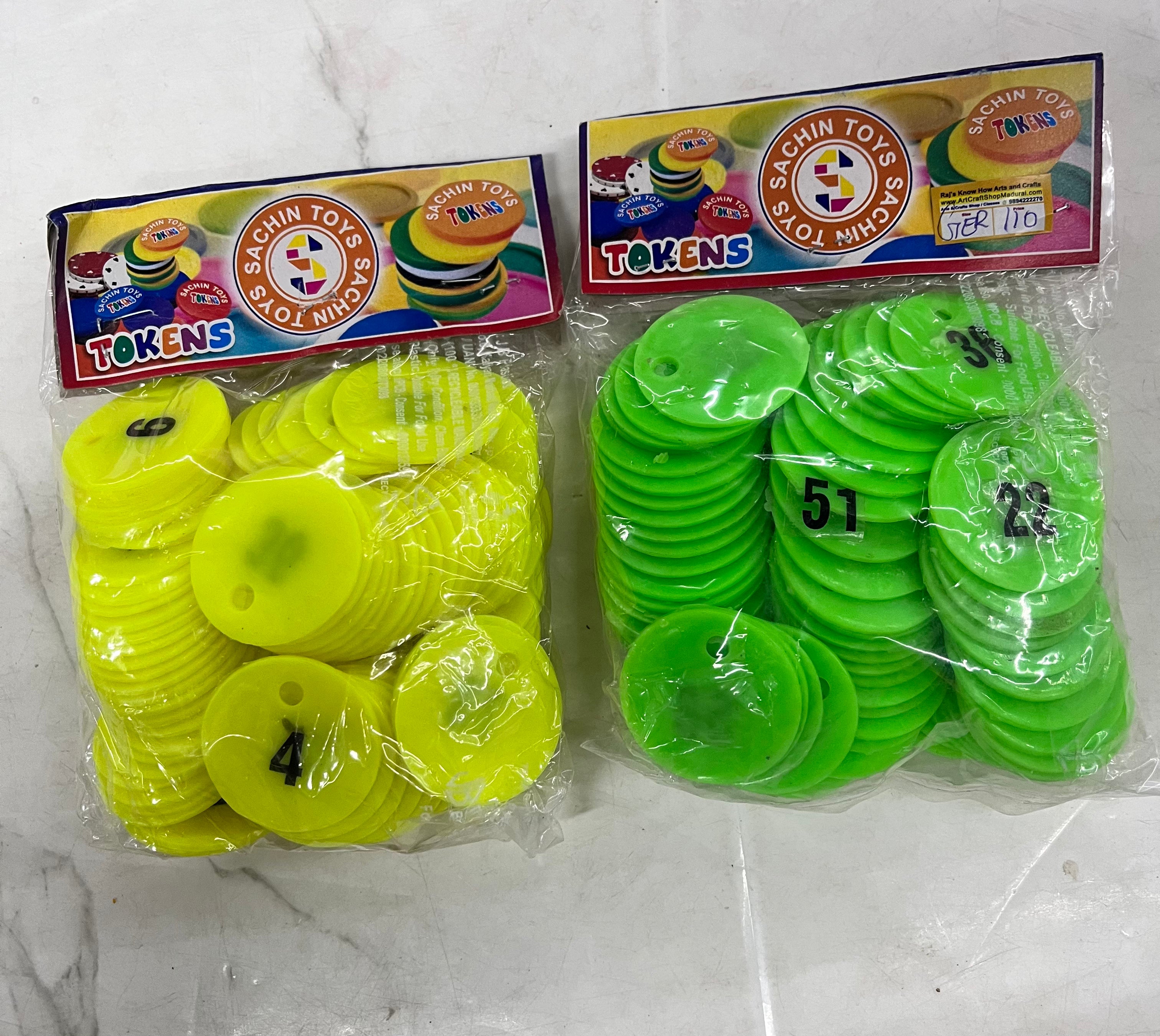 Plastic Token with hole 1-100 token -1pack