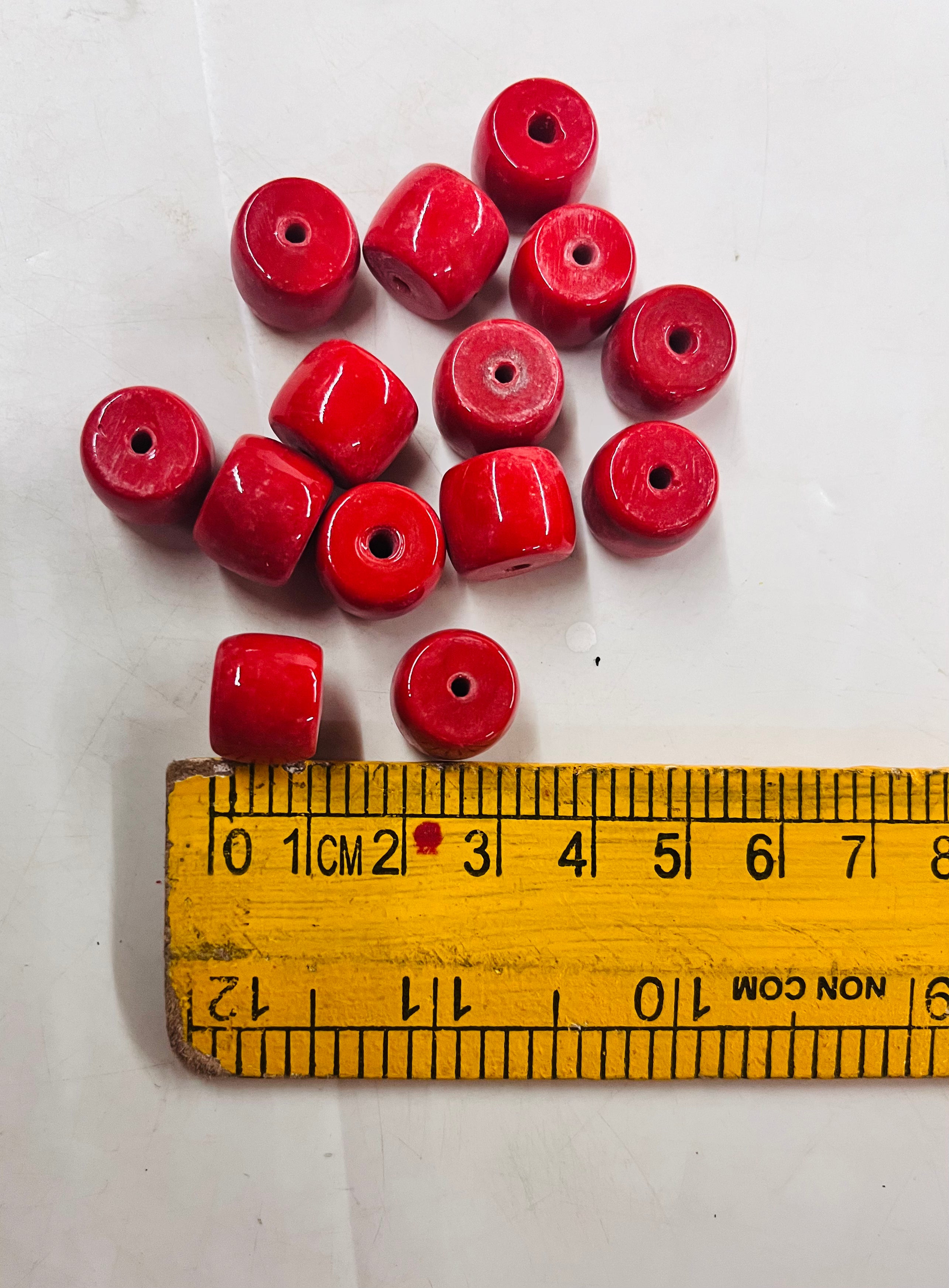 Coral drum glass beads Red 10mm-100g pack