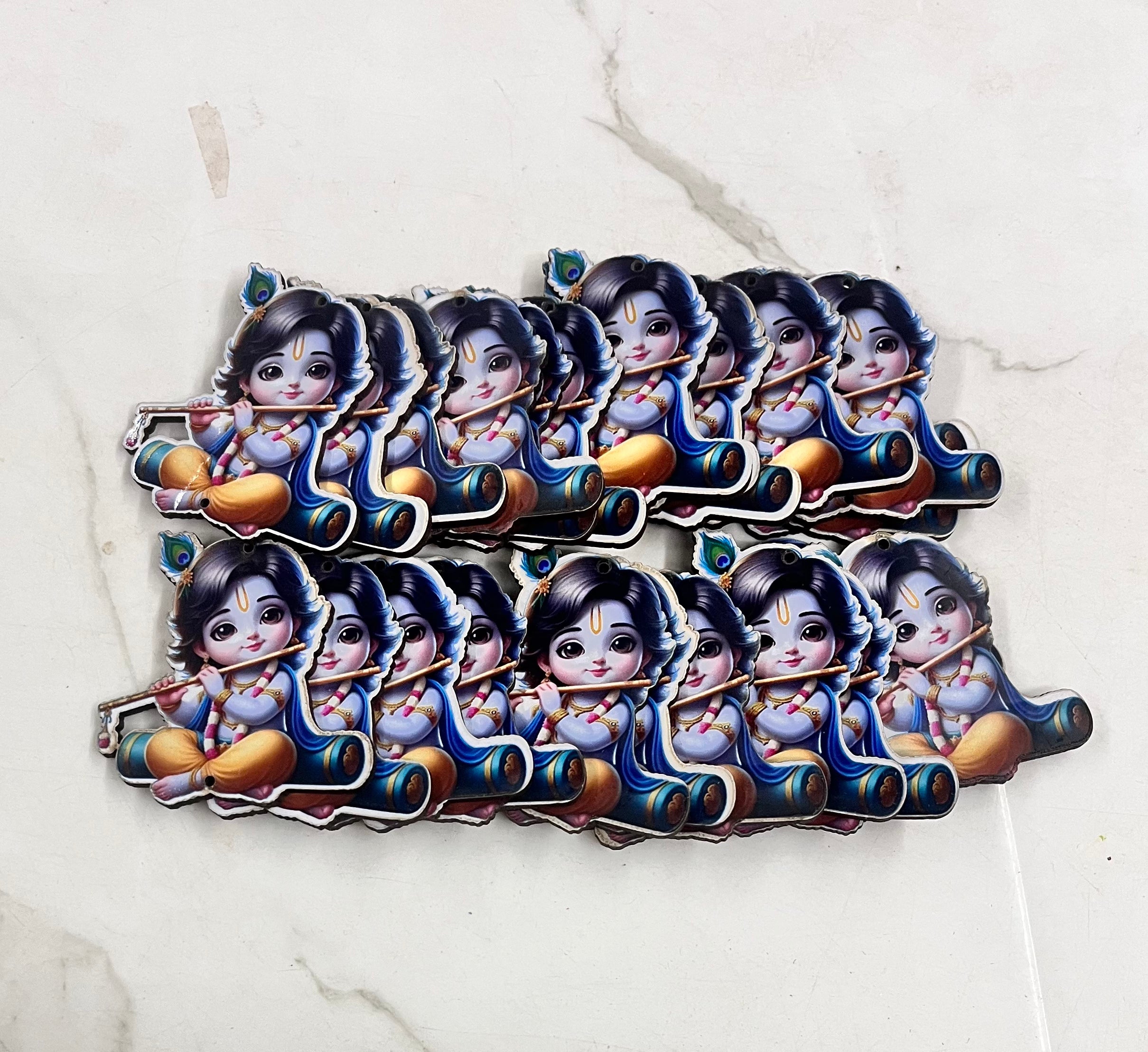 Krishna wooden cutout with hole 1.7inch 25piece pack
