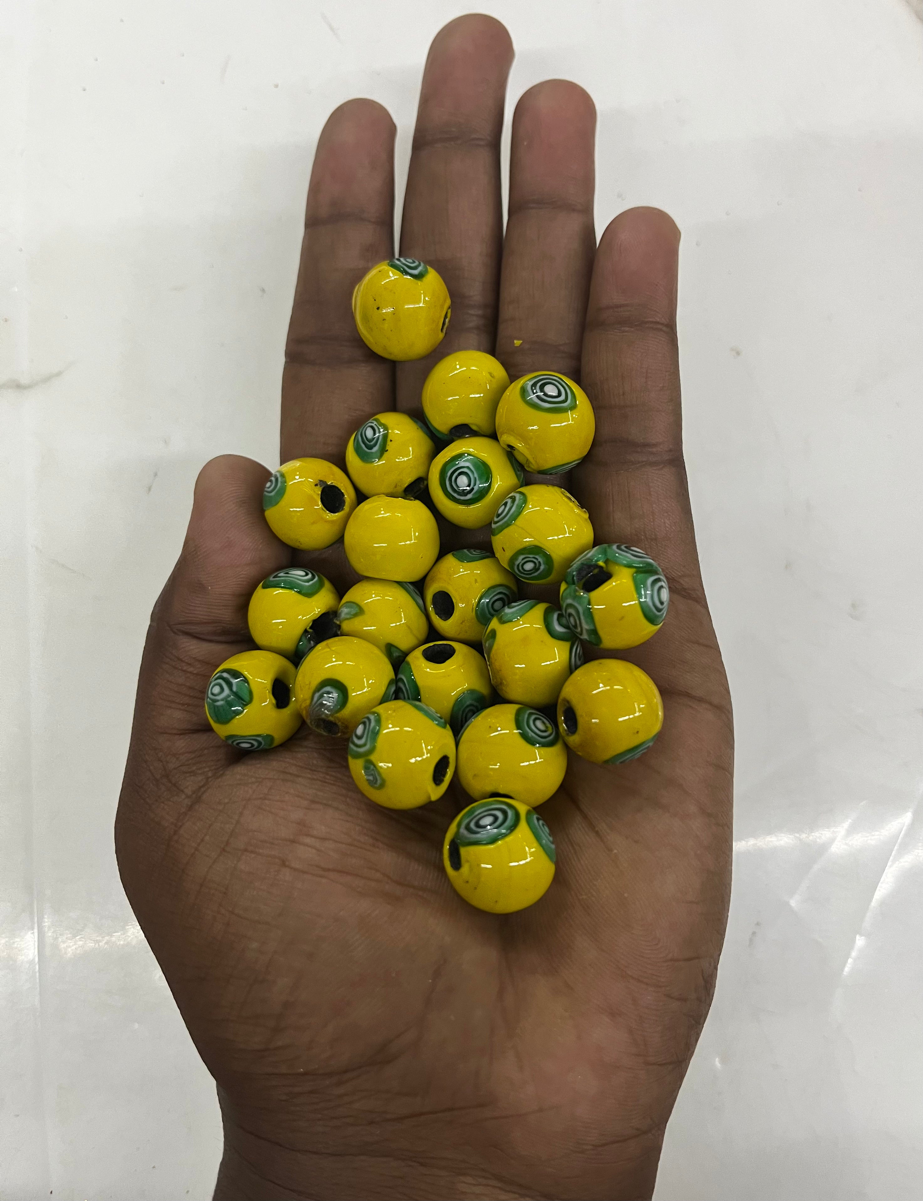 Round ball Glass beads yellow -10mm 50g pack