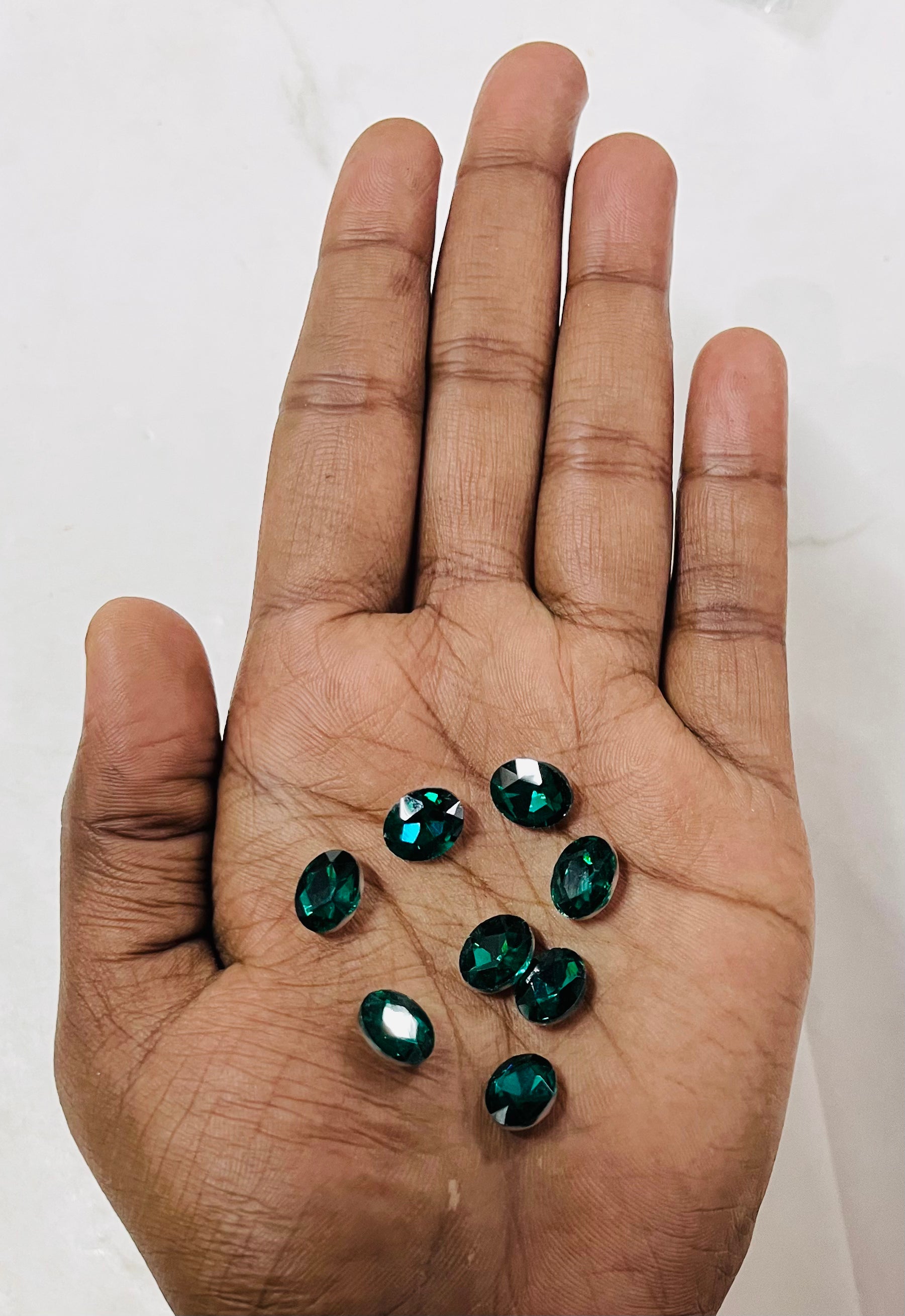 8x10 AD oval green  stone Tanjore Painting American diamond Kundan stones-8 stones in a pack