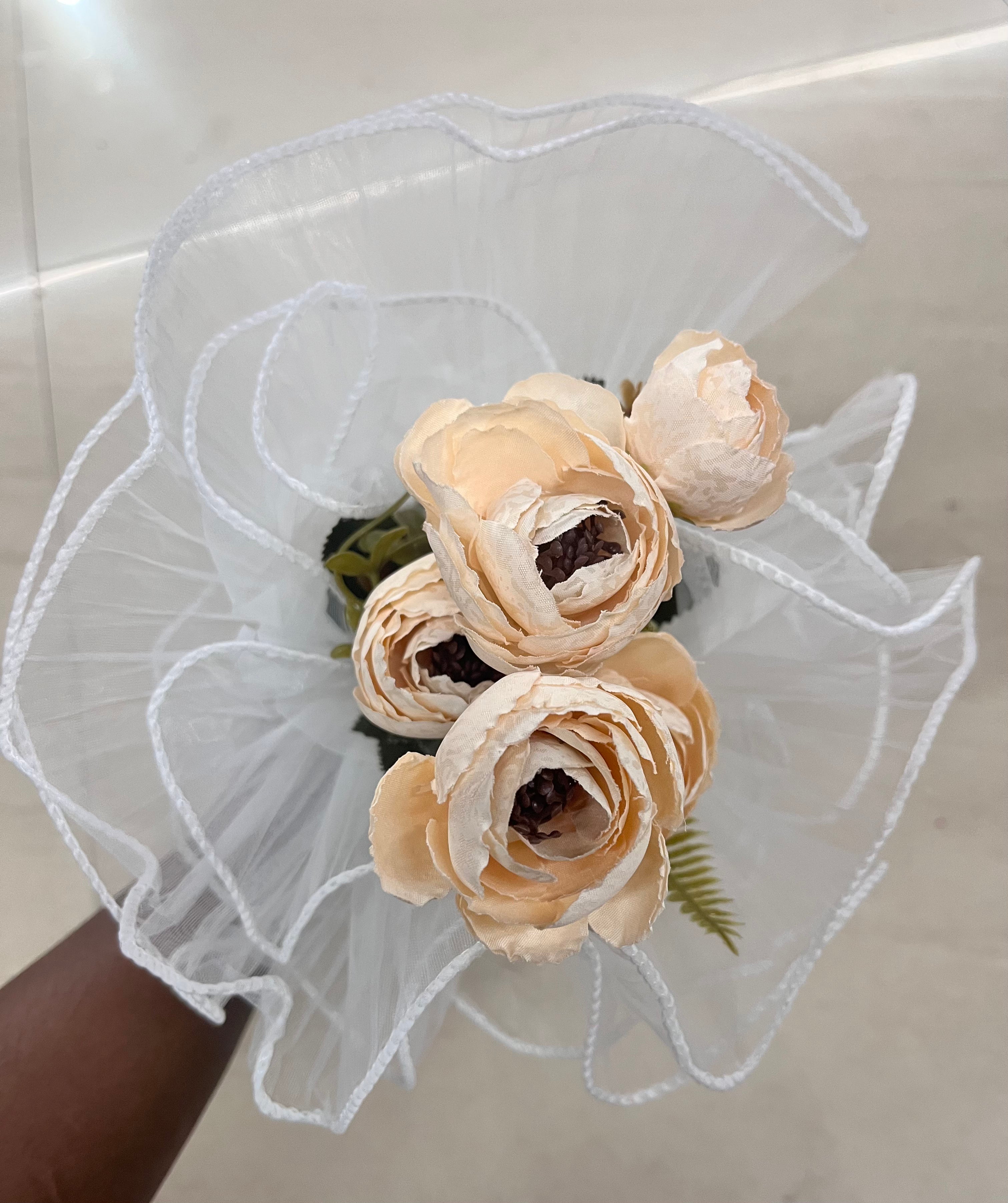 BOUQUET WARPING MASH -BWMSH White &Light orange 1piece pack