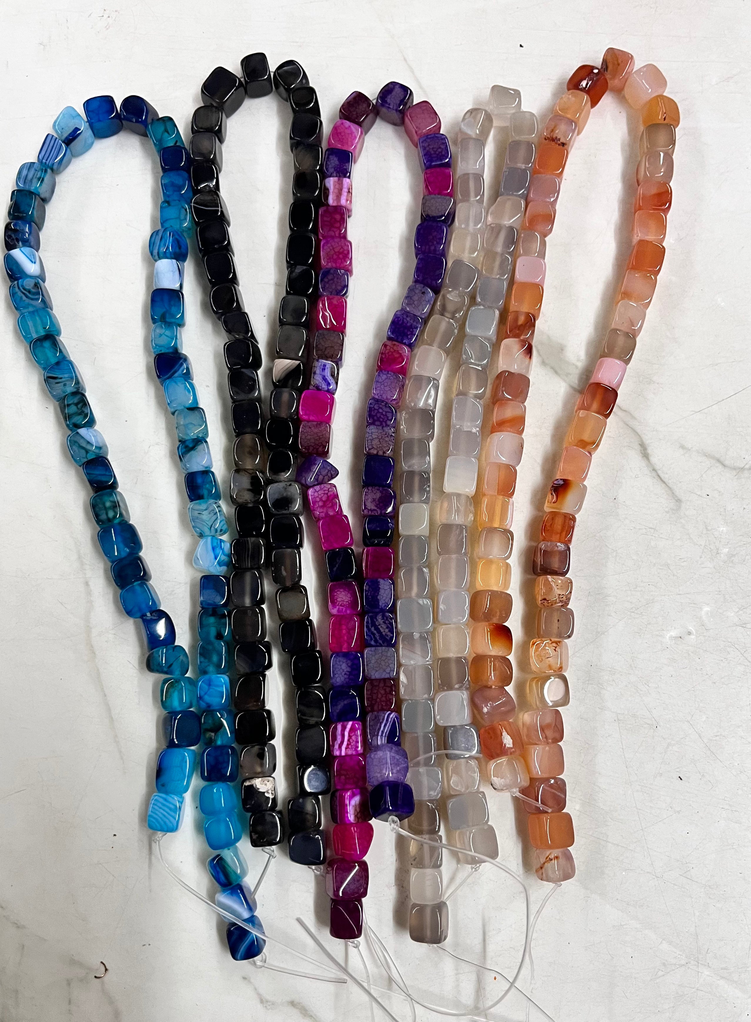 Cube beads -assorted colours 1pack