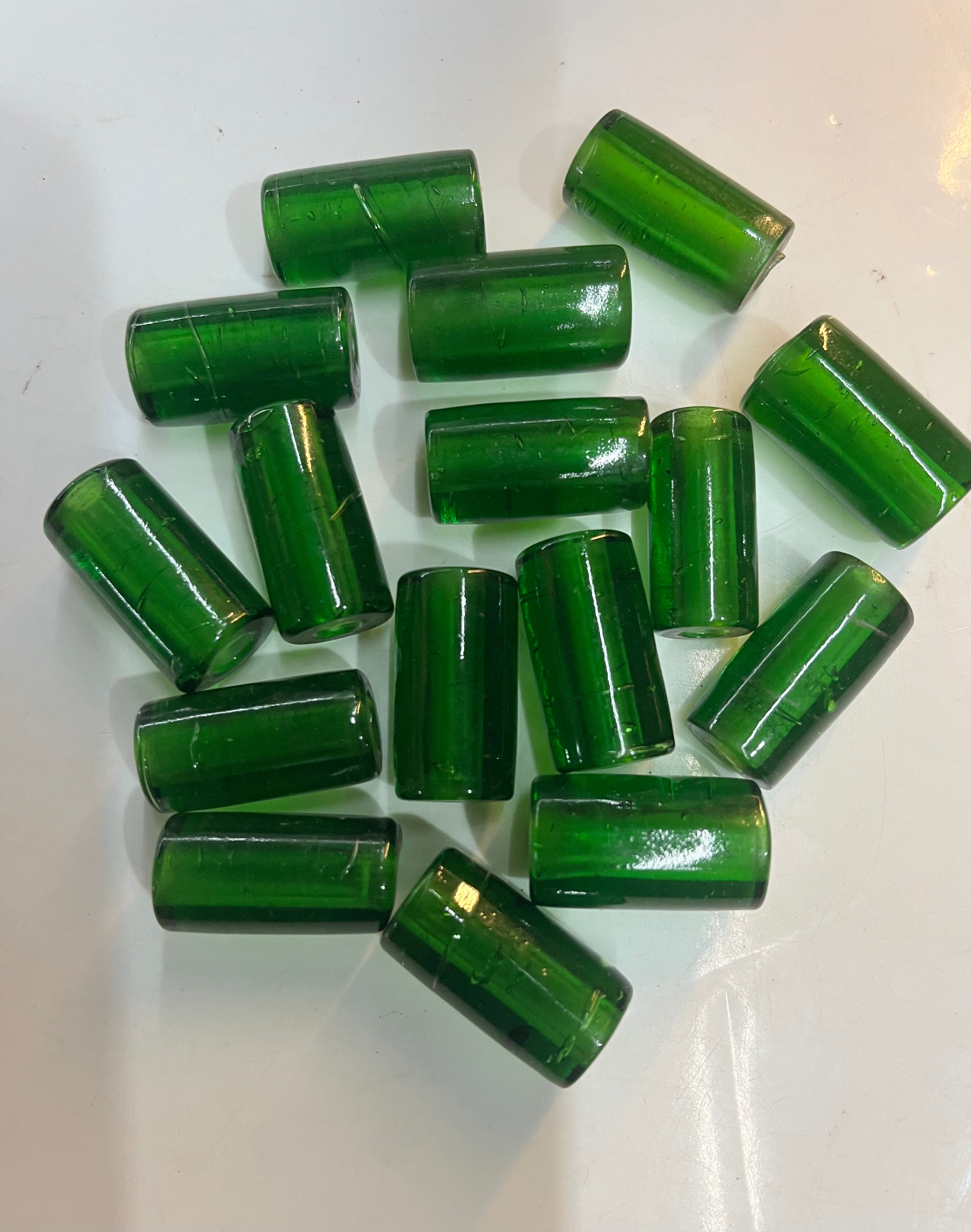Drum Glass beads  green22mm  -50g pack