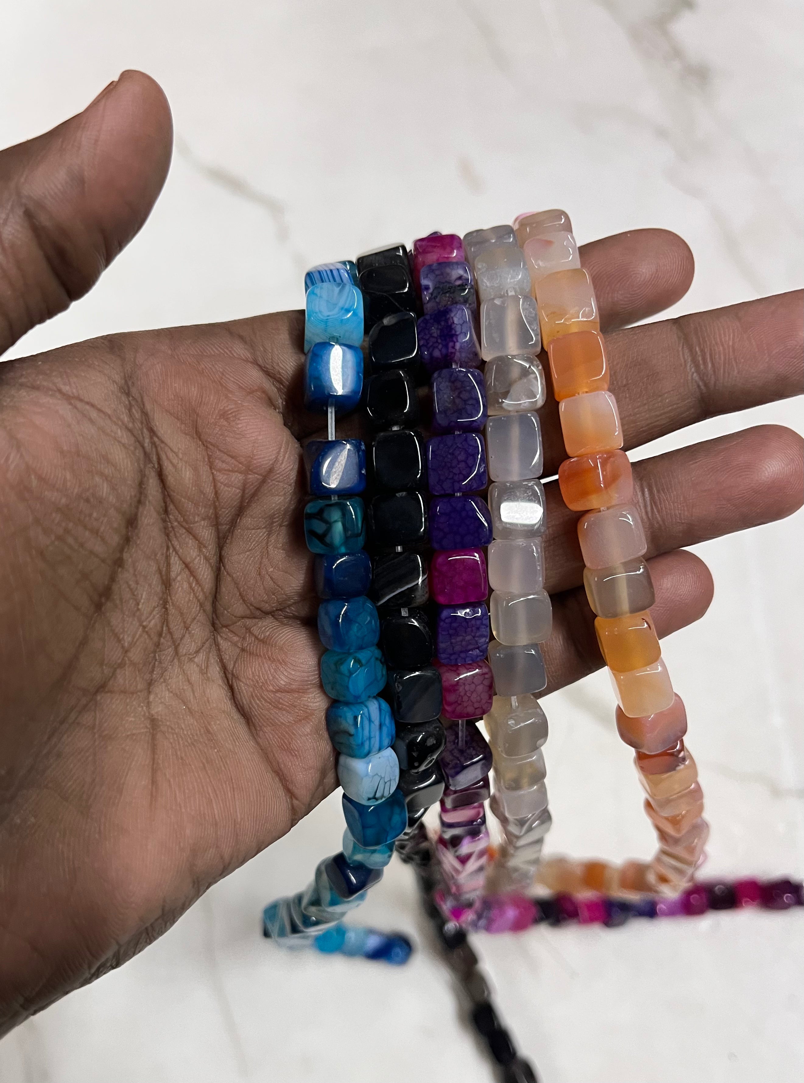 Cube beads -assorted colours 1pack