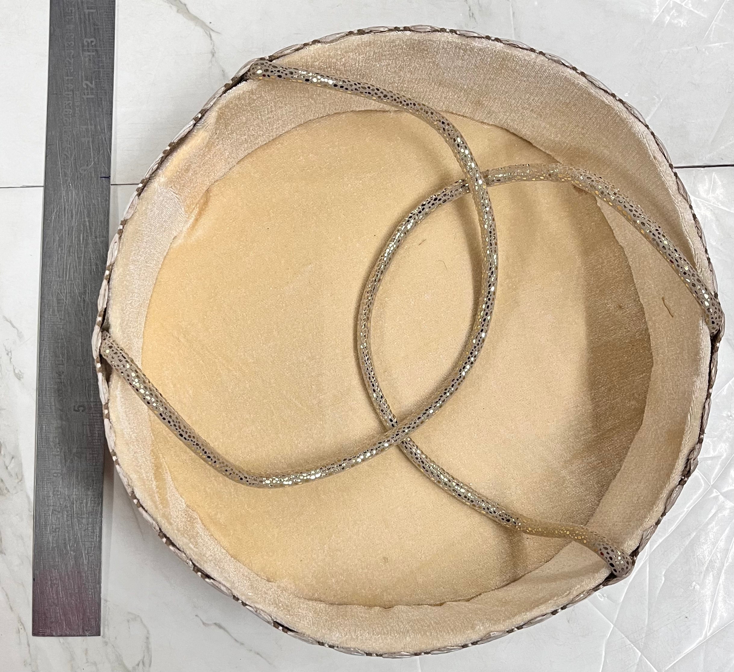 Beige round gift basket natural textured hamper 2pc set -1pack