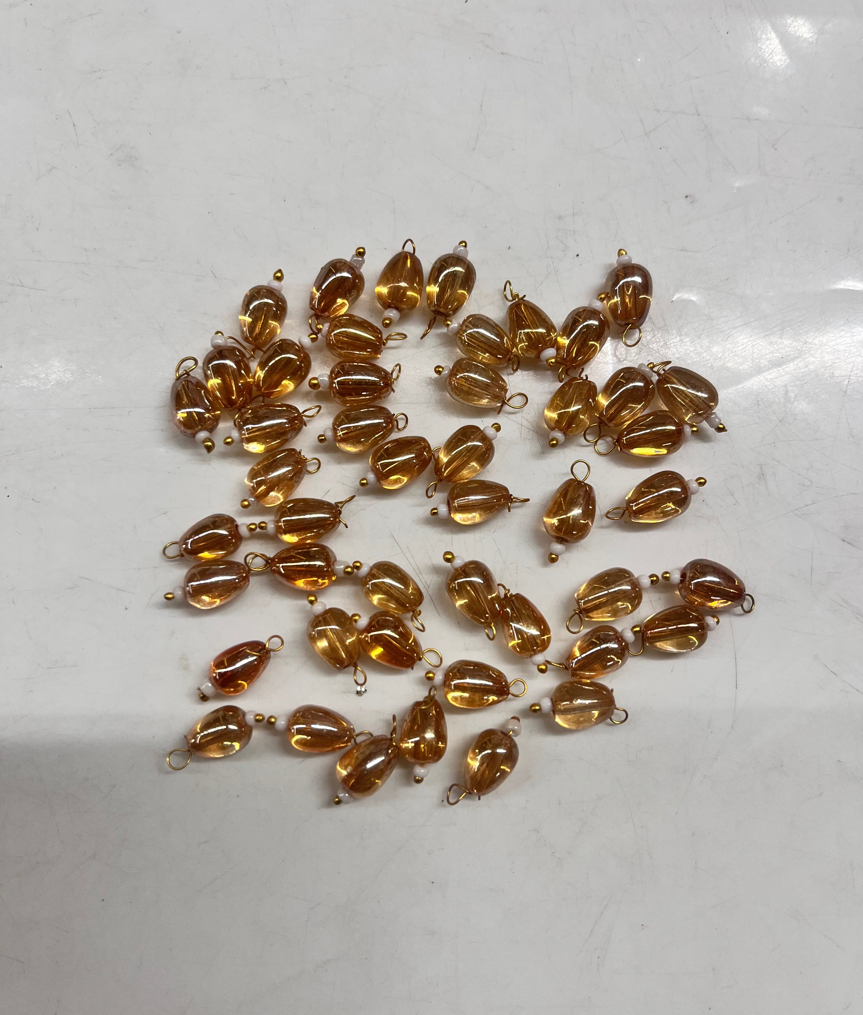 Glass gold hanging drop beads -40g