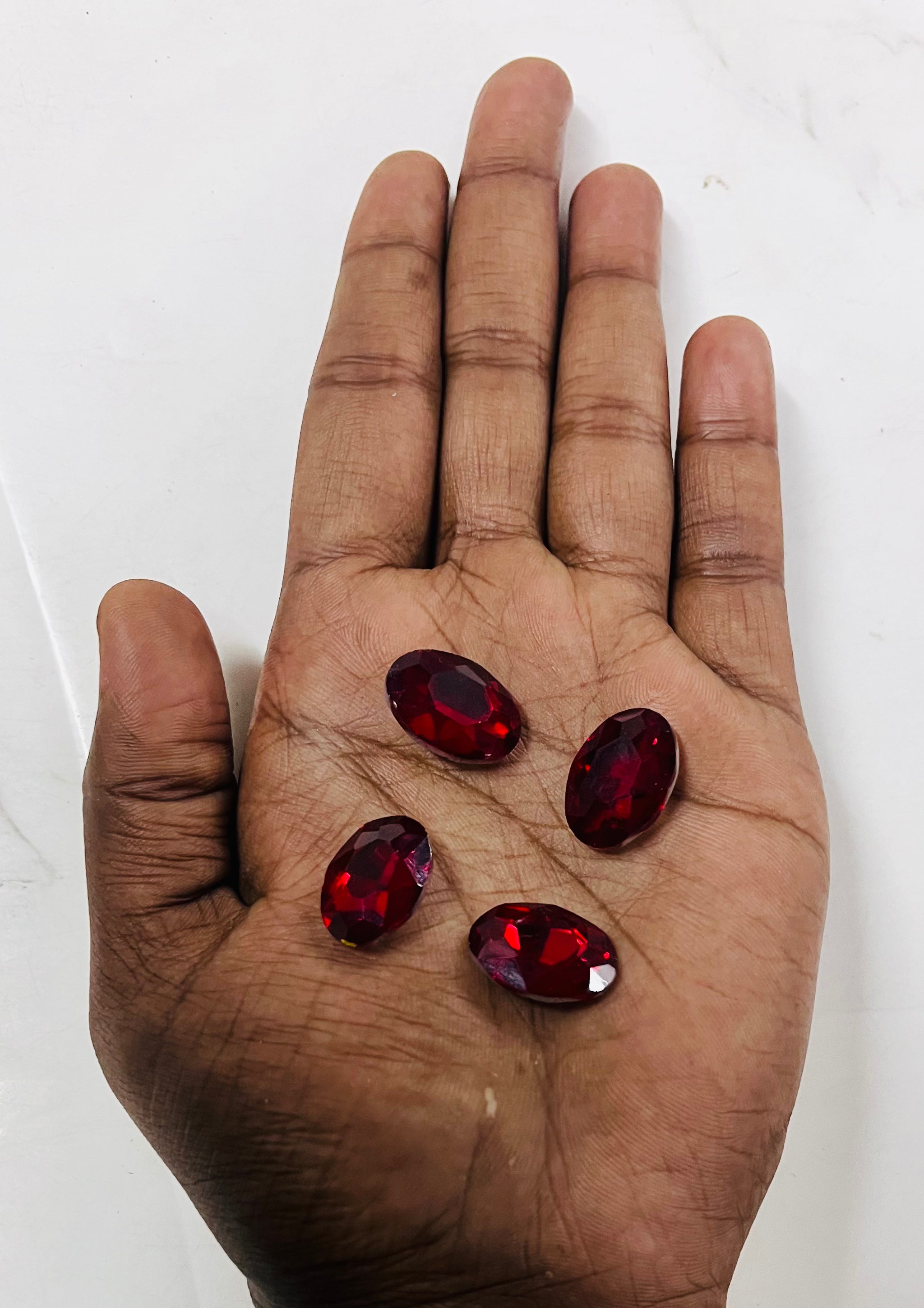 13x18 AD oval Red stone Tanjore Painting American diamond Kundan stones-4 stones in a pack