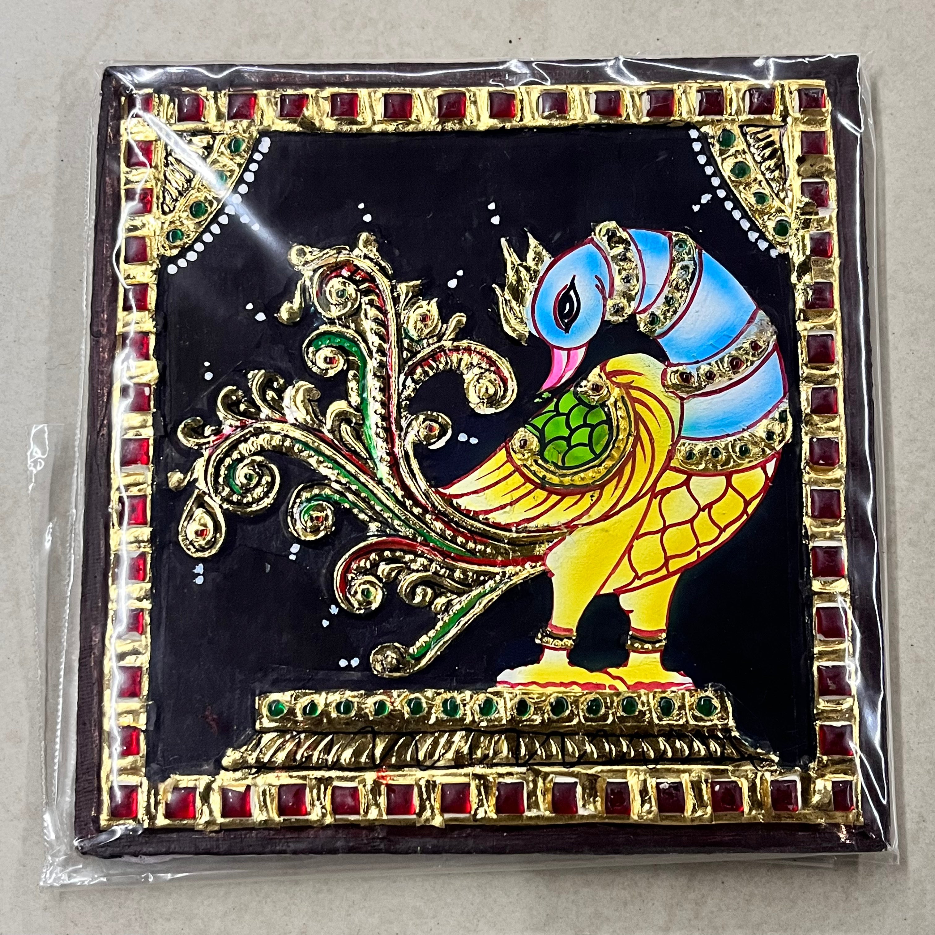 Peacock Tanjore painting 6x6 assorted 1pack 15days delivery form payment date