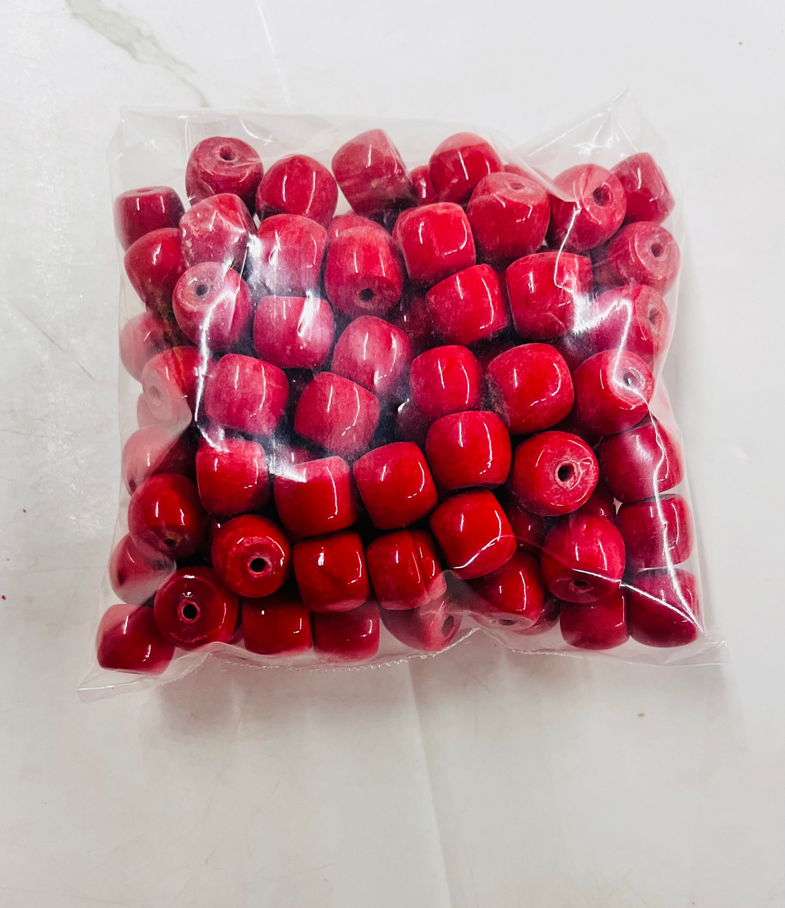 Coral drum glass beads Red 8mm -100g pack