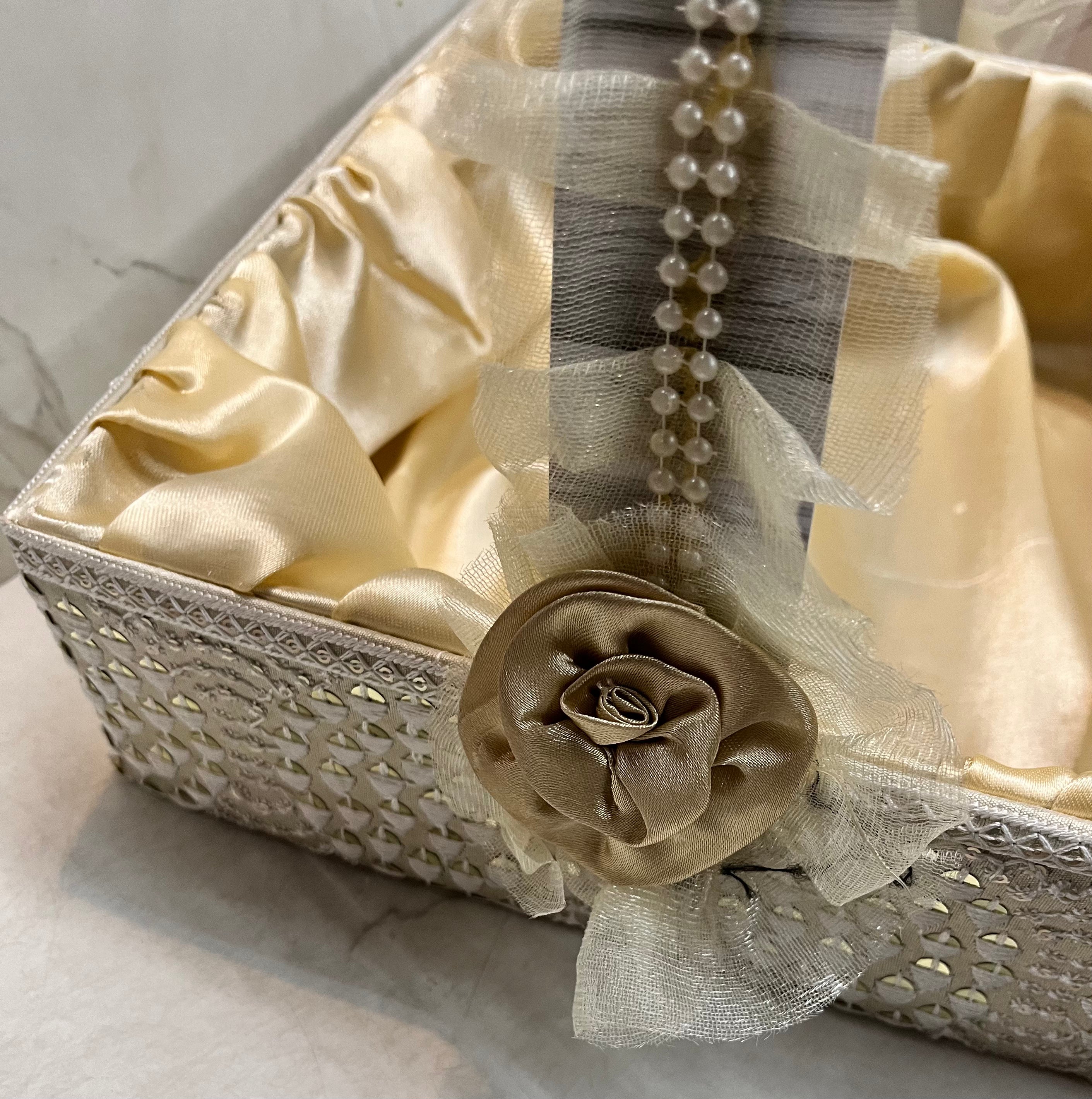 White square gift hamper basket 10x10&12x12inch 2pc set -1pack