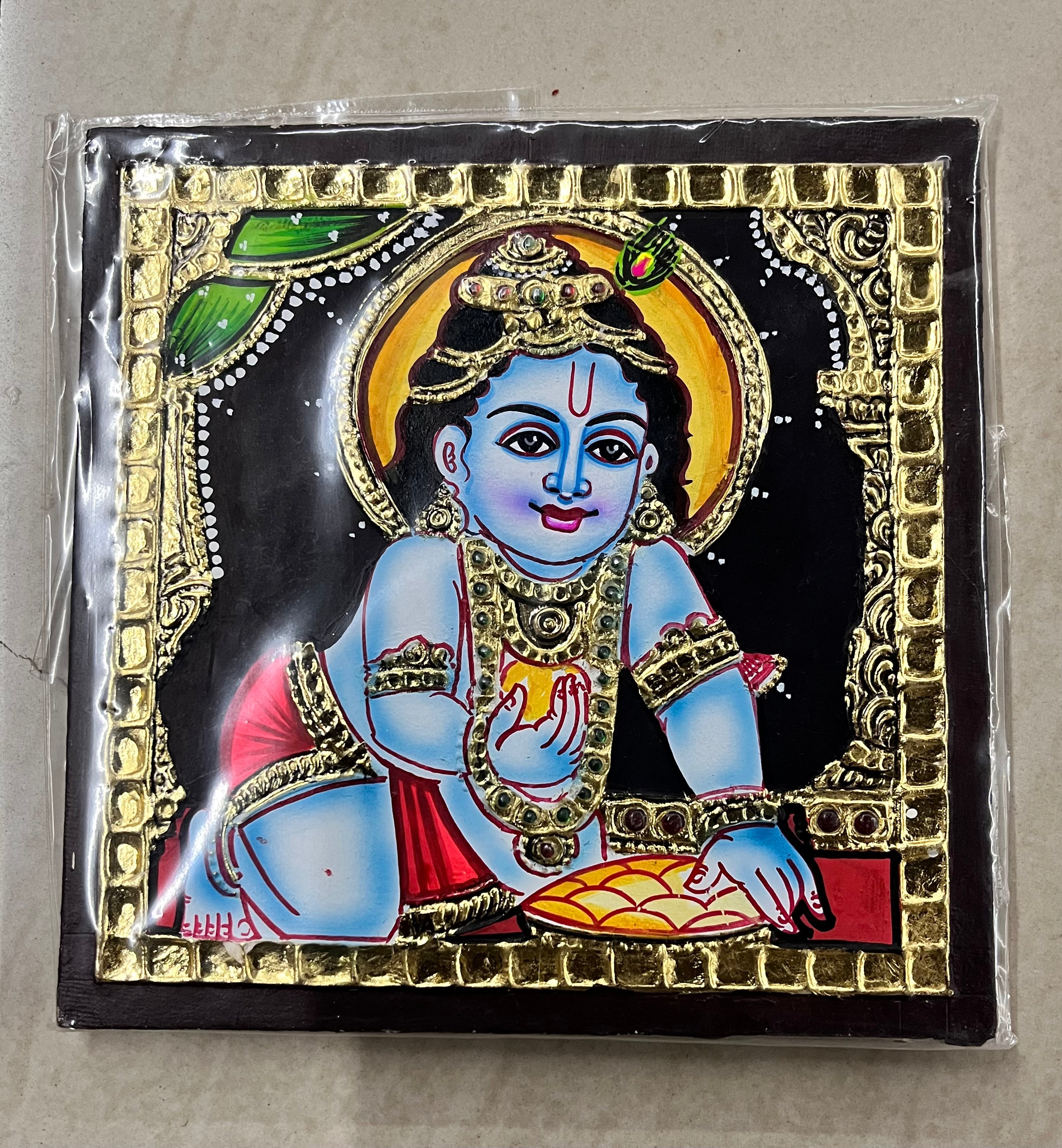 Little Krishna Tanjore painting 6x6 (15days delivery time payment date)-1pack