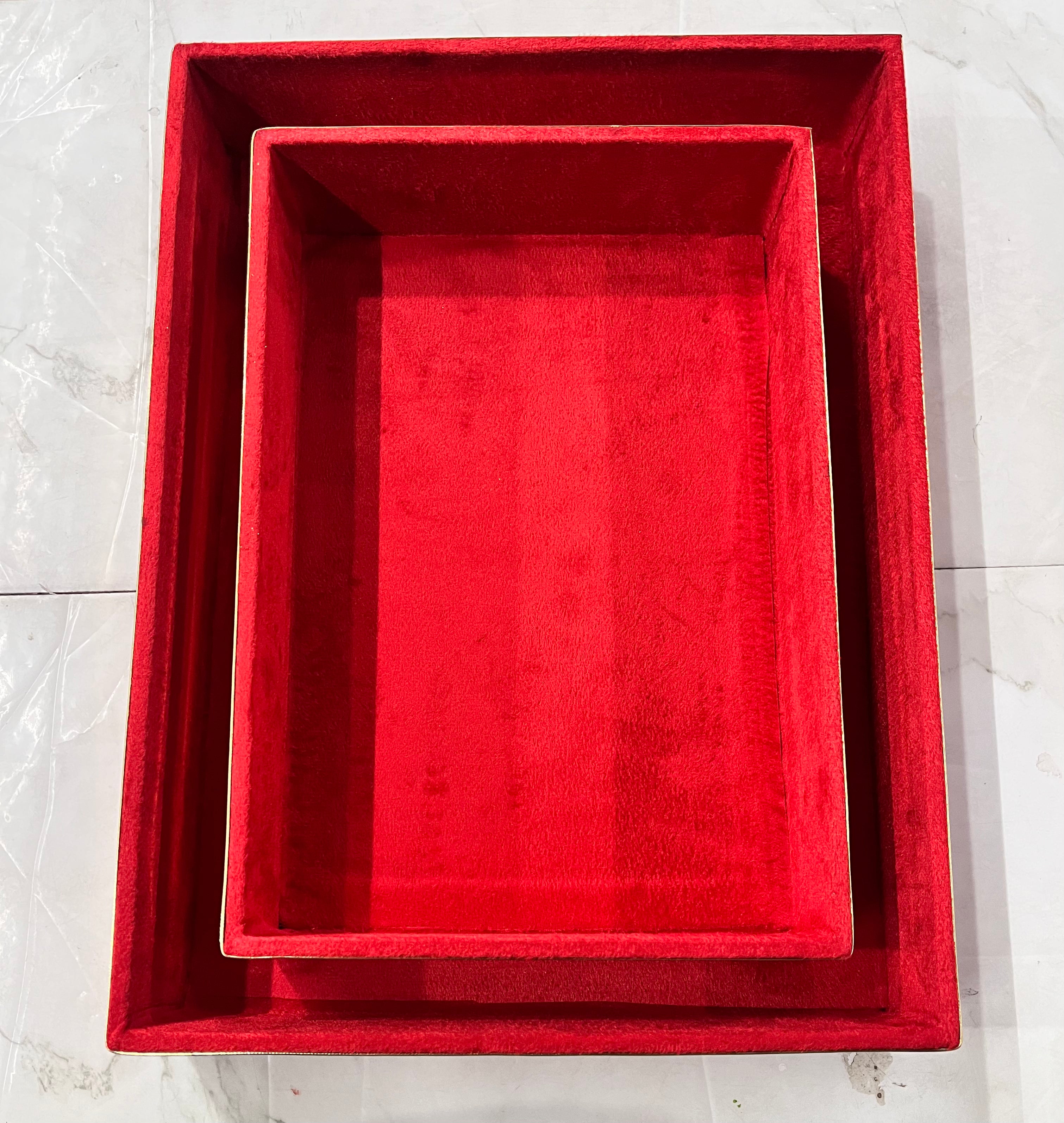 Luxury red rectangle tray 2pc set-12x16 &13x9 size 1pack
