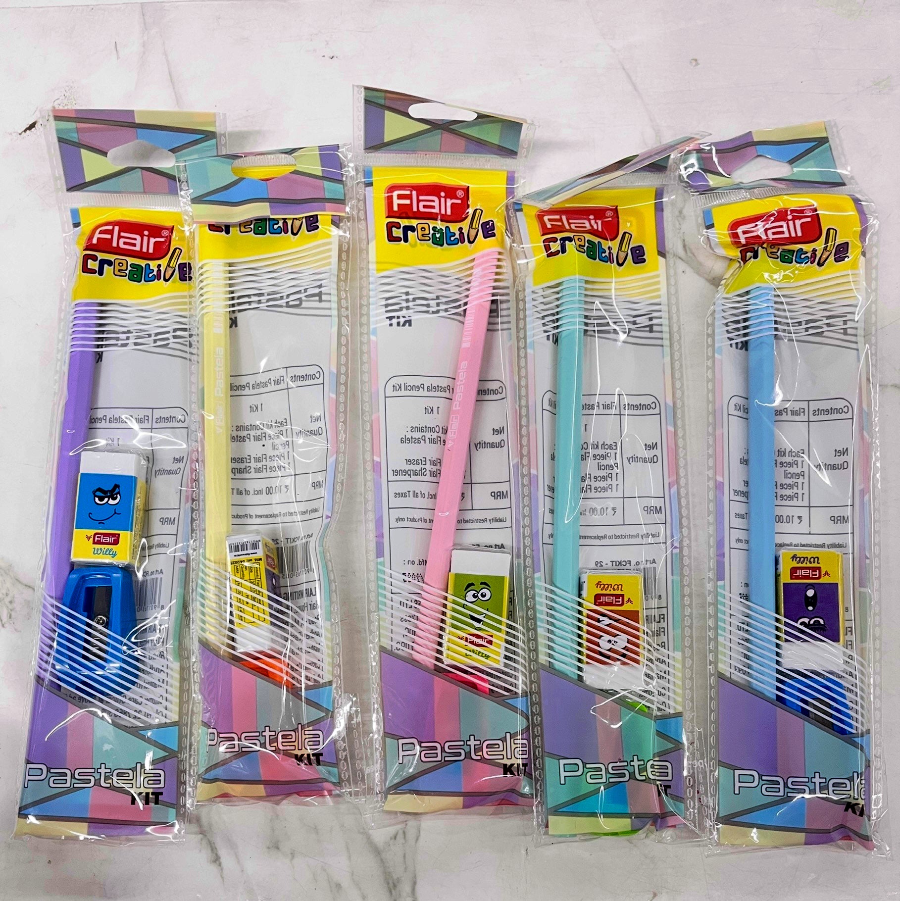 Flair pastela pencil eraser sharpener kit-10 pack