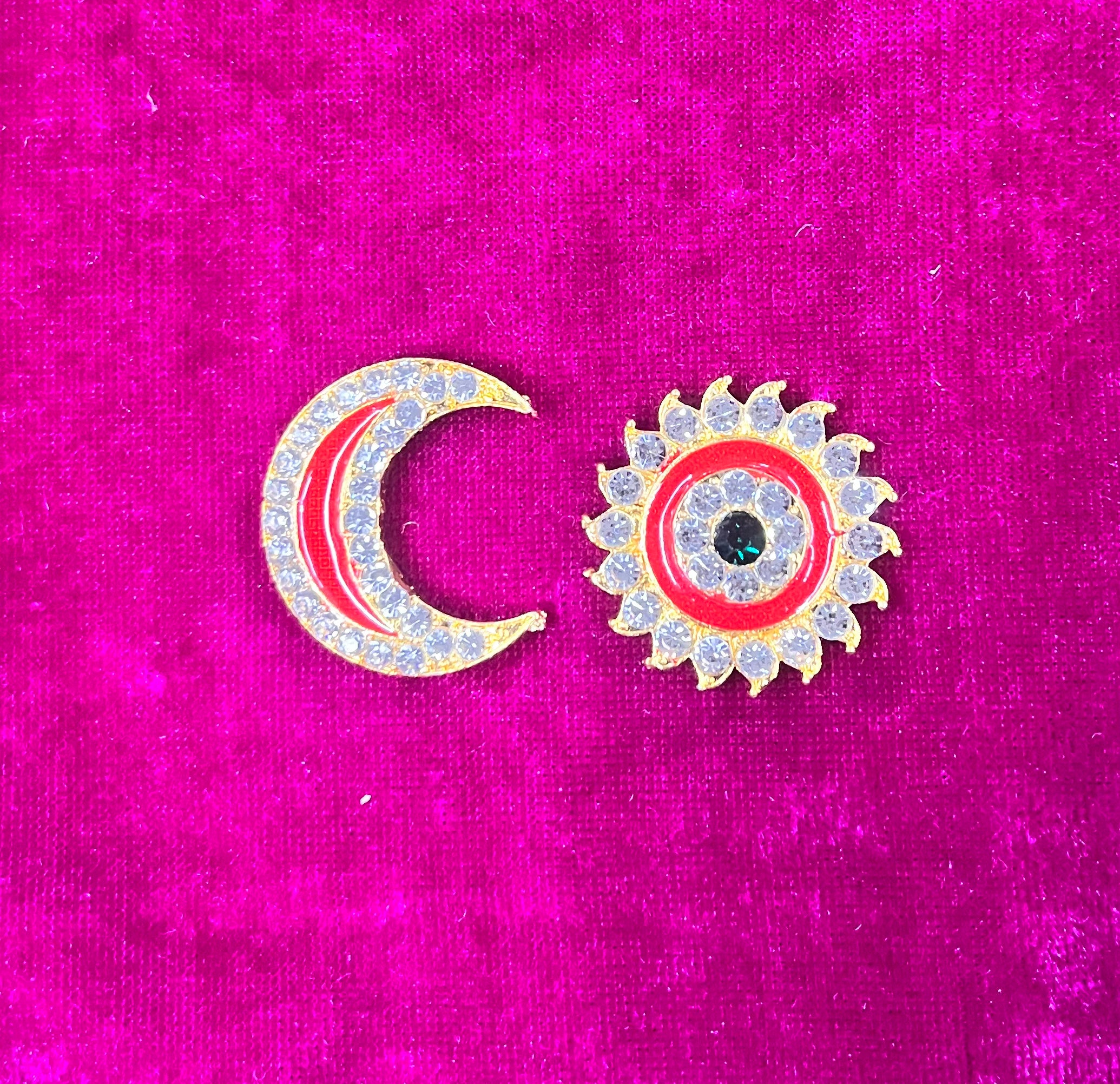Chandra suriya pirai colour stone fixed big  2pc set Goddess jewellery -1piece pack