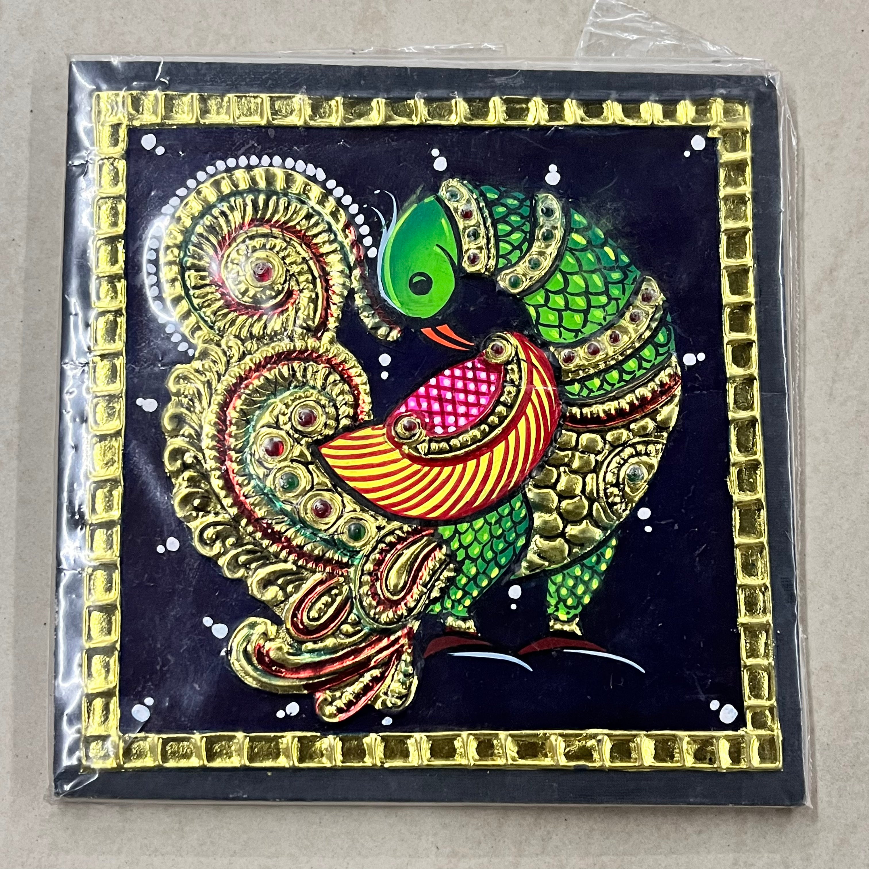 Peacock Tanjore painting 6x6 15days delivery form payment date-1pack