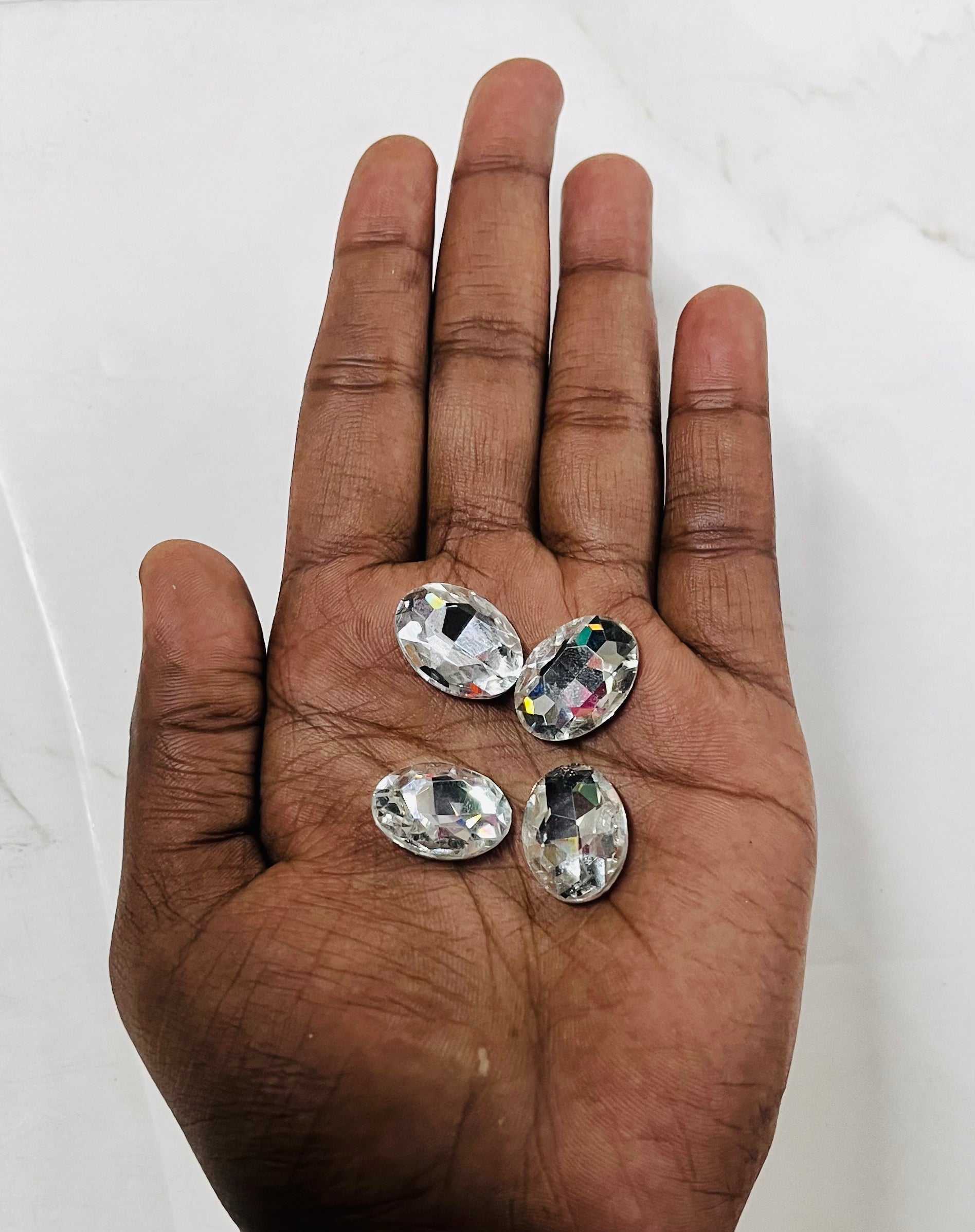 13x18 AD oval white stone Tanjore Painting American diamond Kundan stones-4 stones in a pack