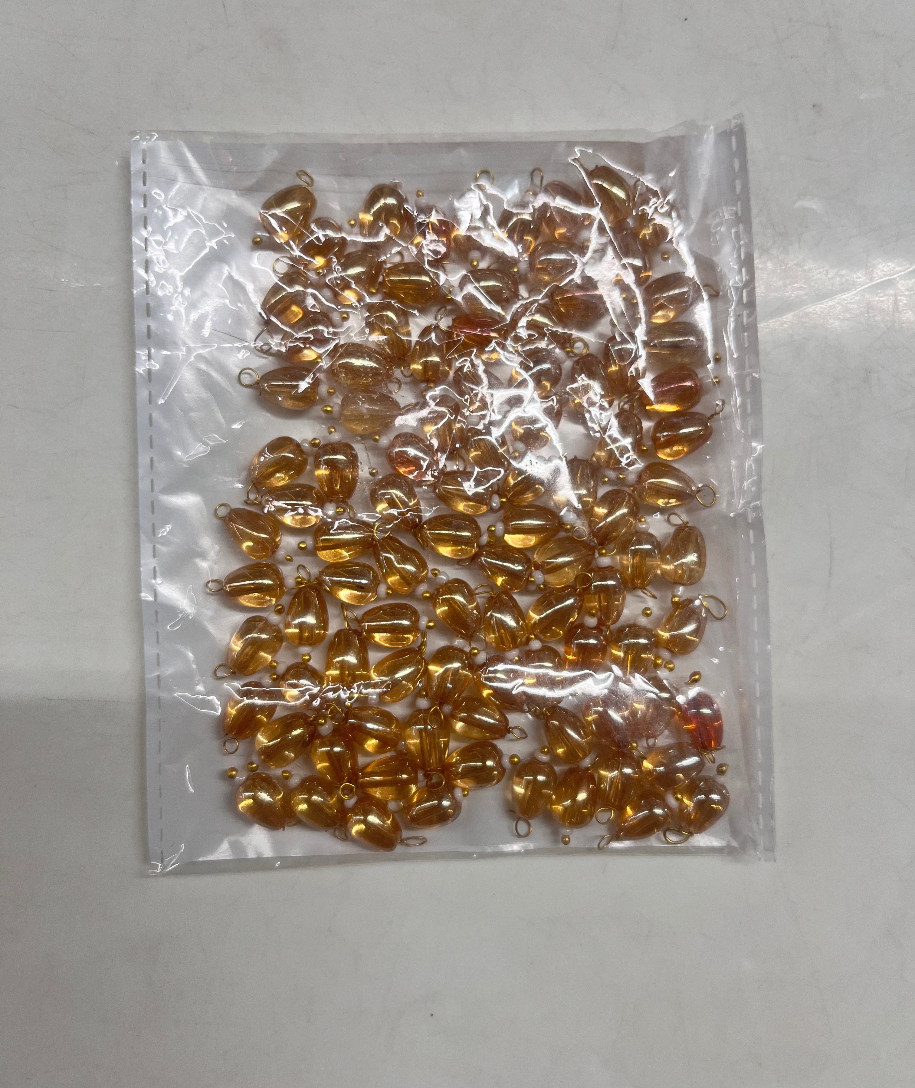 Glass gold hanging drop beads -40g