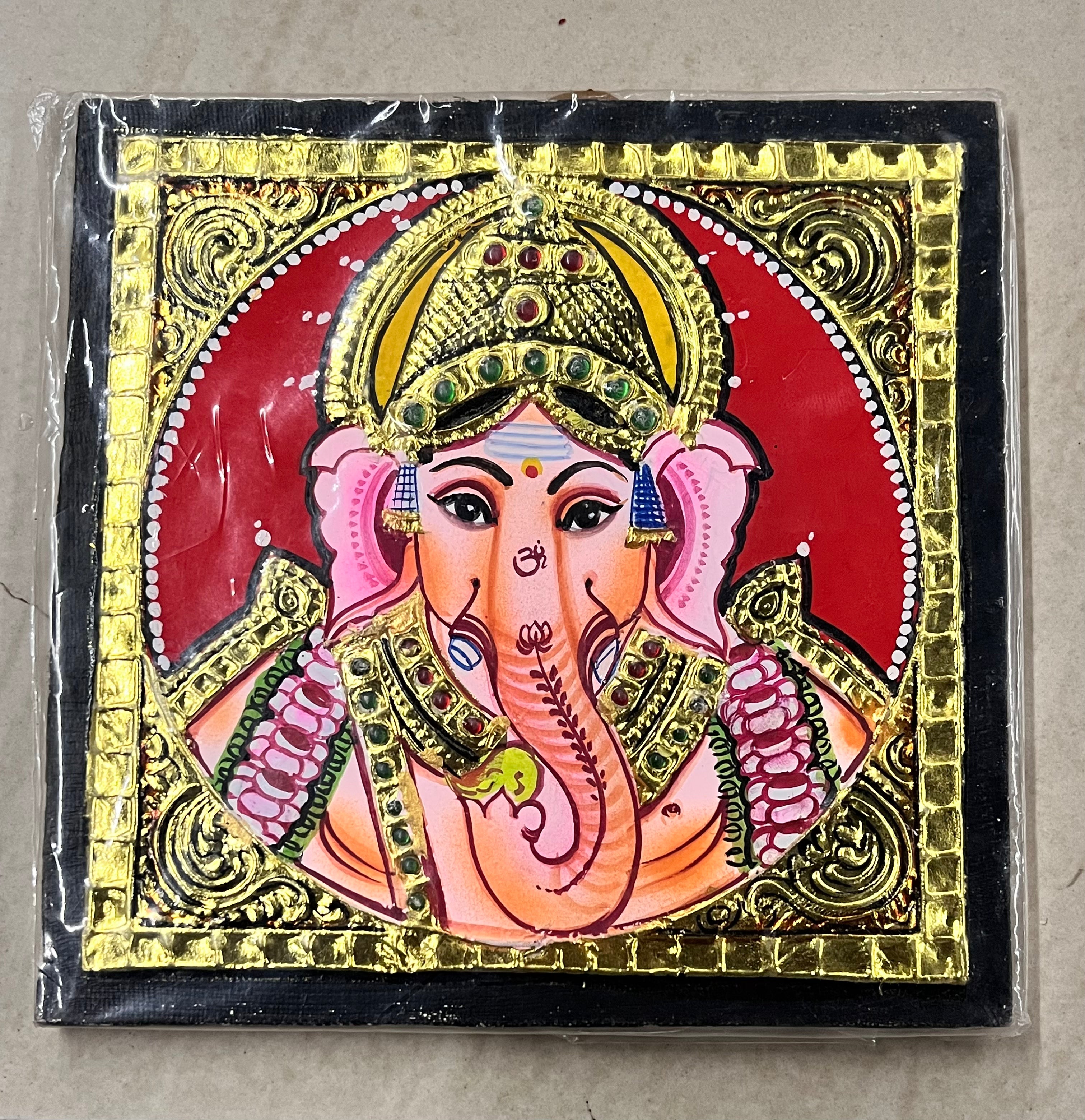 Vinayagar face Tanjore painting 6x6 assorted -1pack 15days delivery form payment date