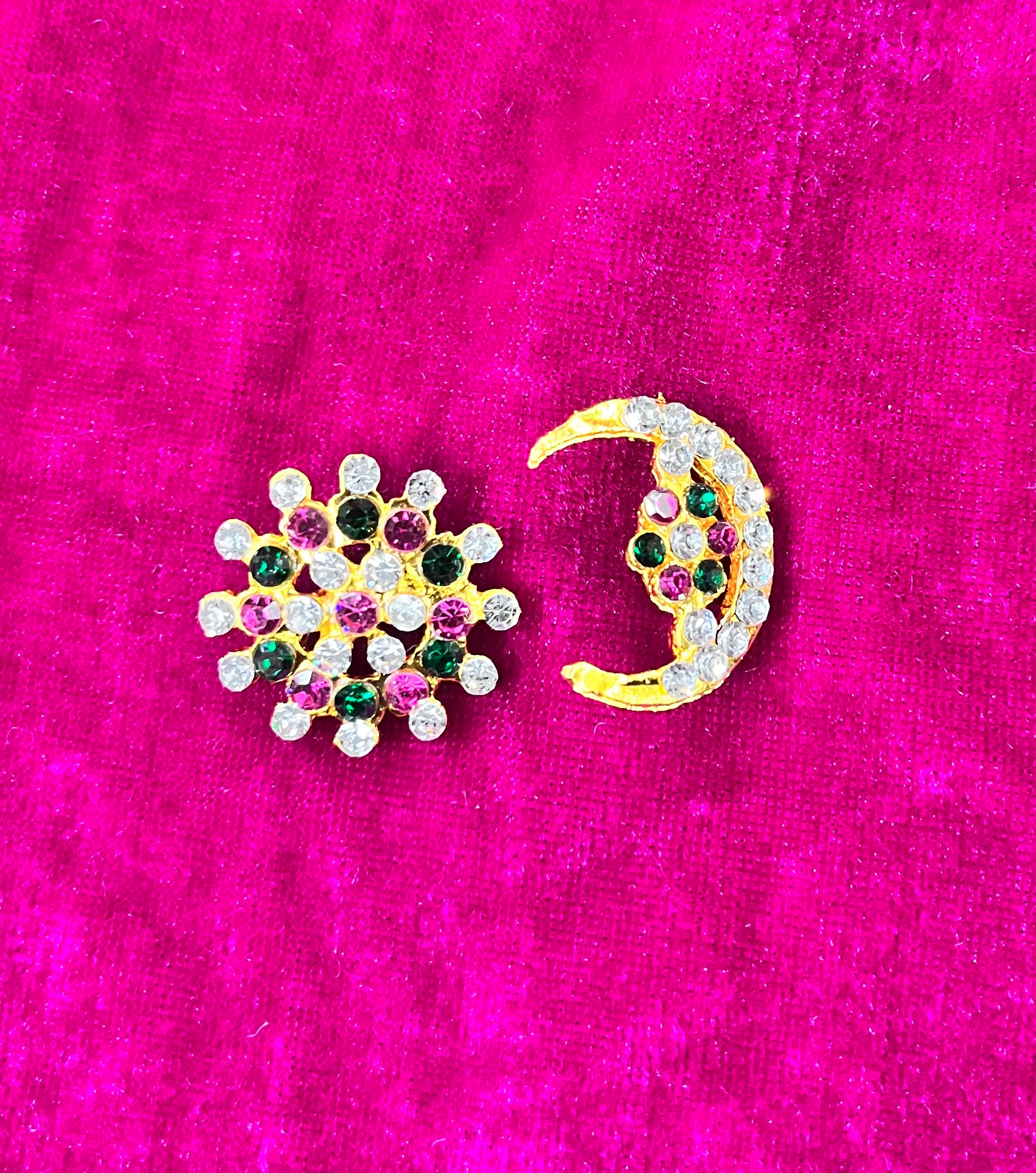 Chandra suriya pirai colour stone fixed medium 2pc set Goddess jewellery -1piece pack