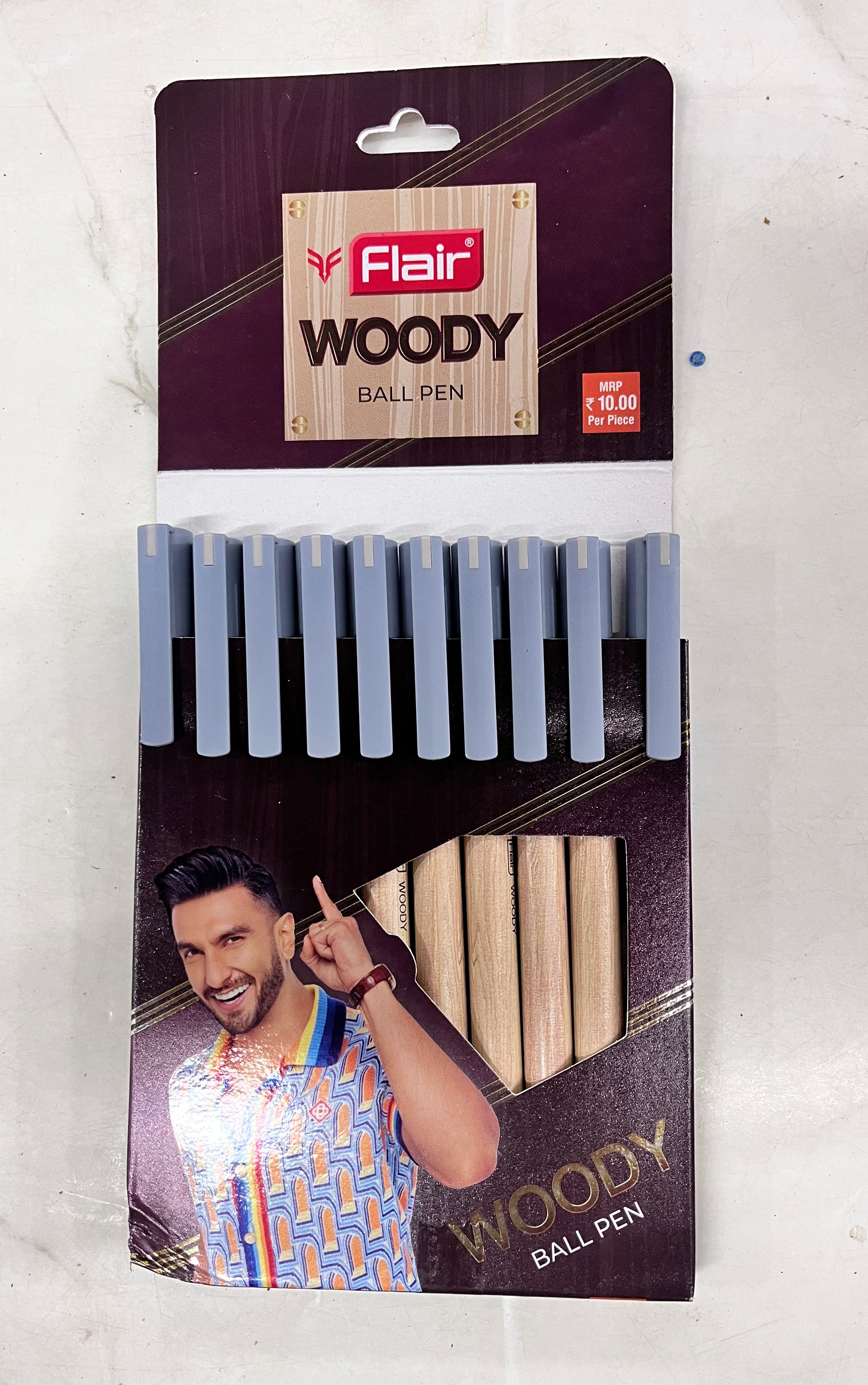 Flair woody ball pen assorted colours -1pack of 10 pen