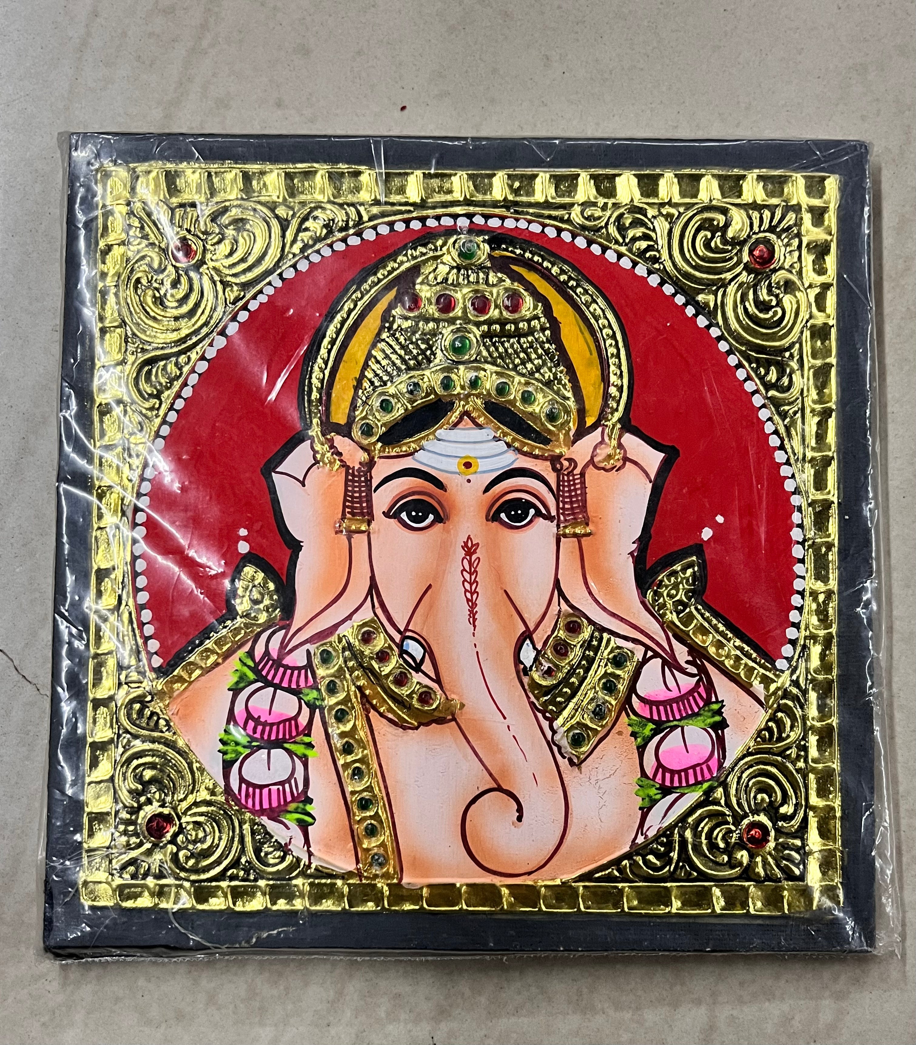 Vinayagar face Tanjore painting 6x6 assorted -1pack 15days delivery form payment date