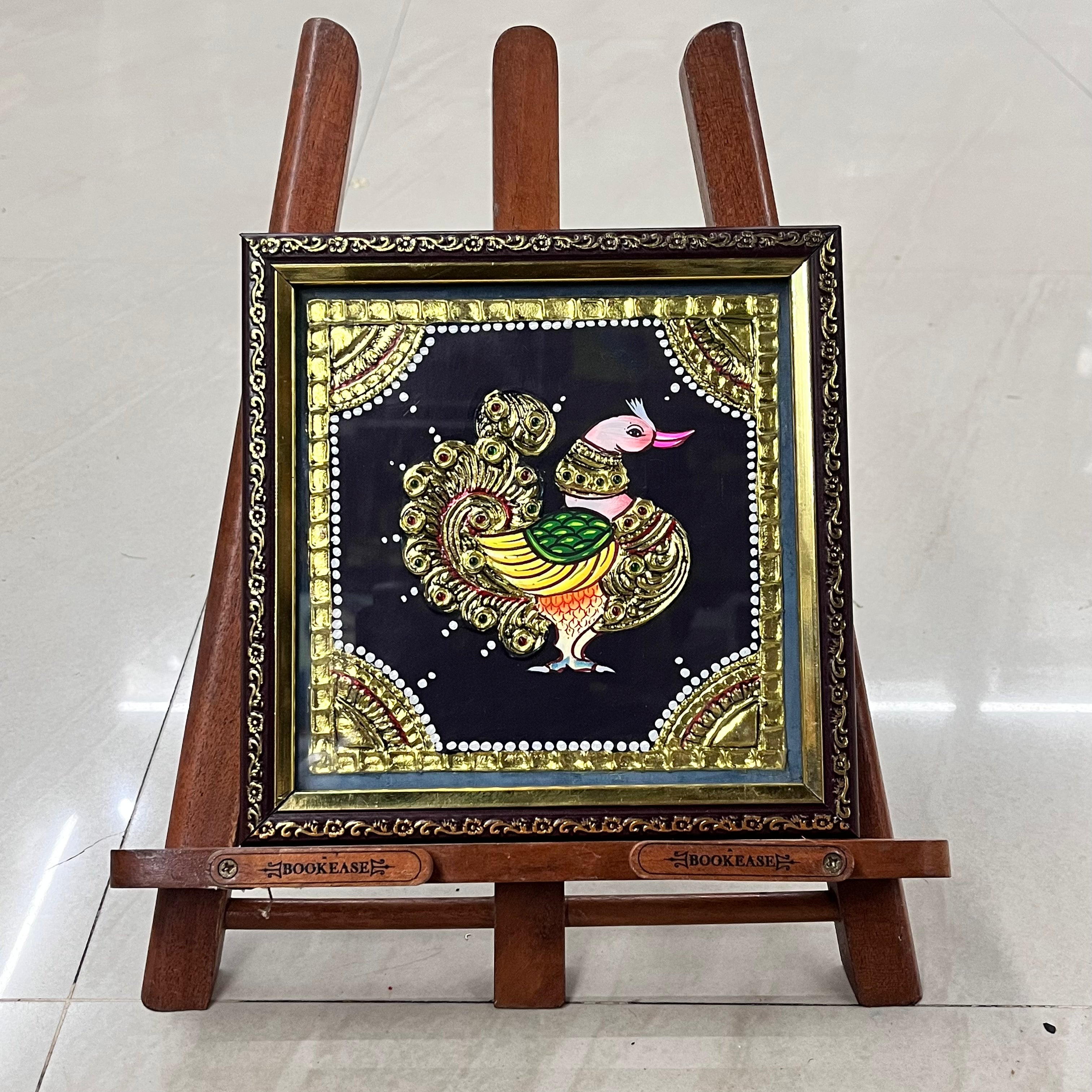 Annaparavai Tanjore painting 6x6 artificial grade 1foil life warranty with frame finished (15days delivery form payment date)-1pack