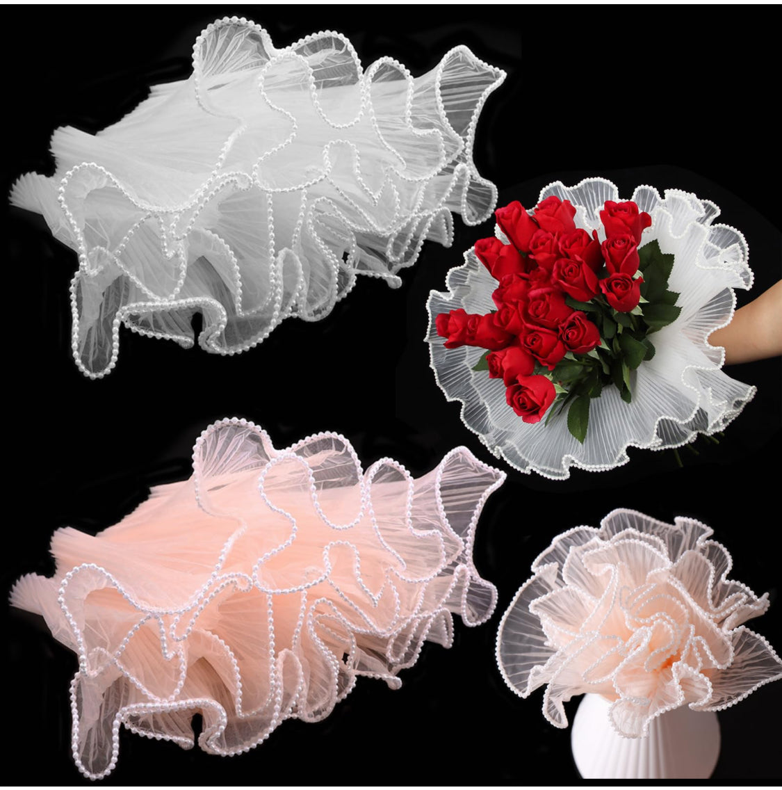 BOUQUET WARPING MASH -BWMSH White &Light orange 1piece pack