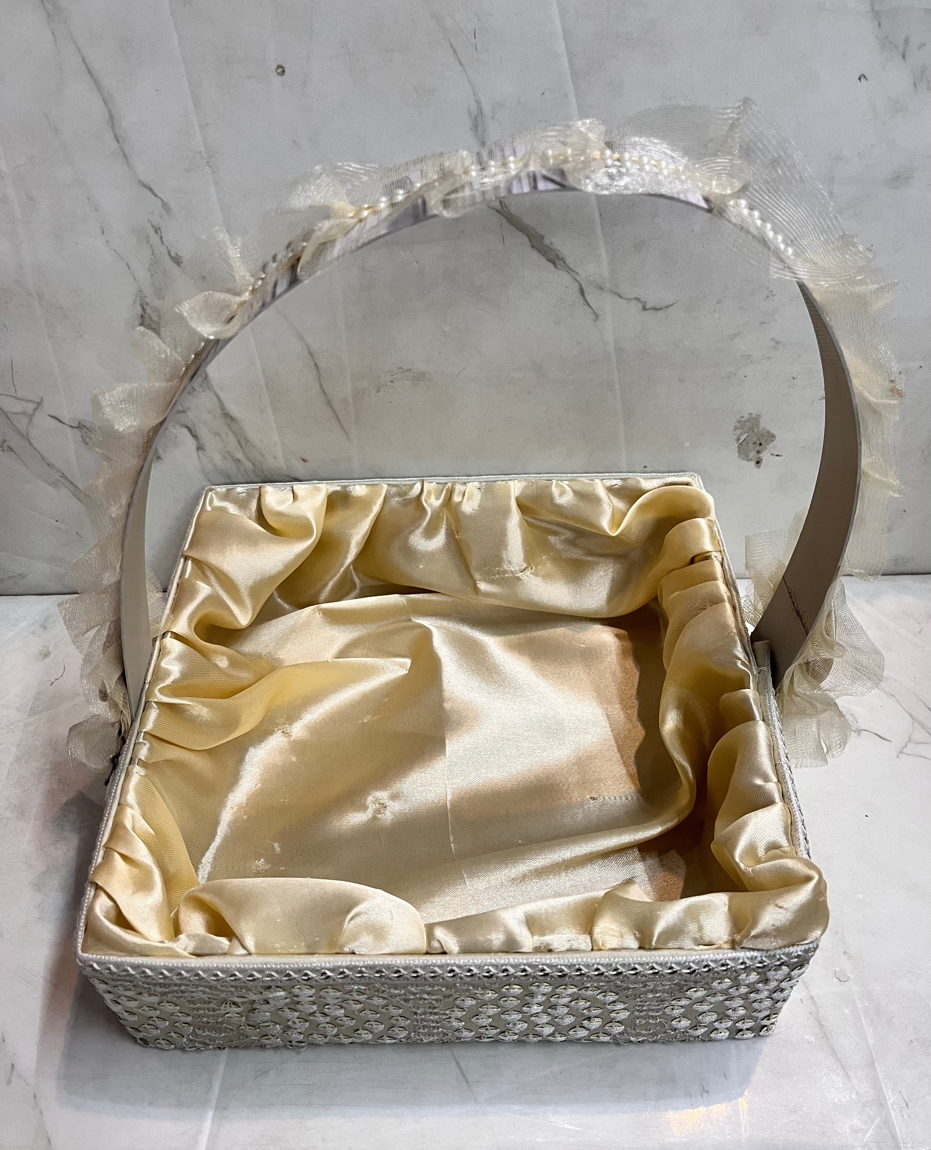 White square gift hamper basket 10x10&12x12inch 2pc set -1pack
