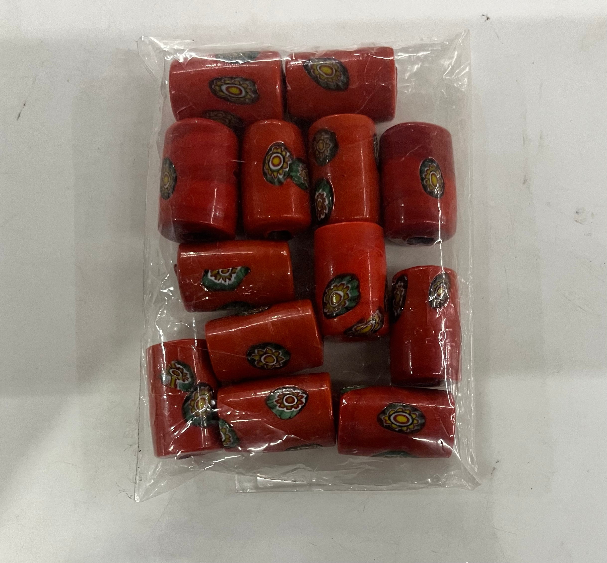 Drum Glass beads Red orange -20mm 50g pack